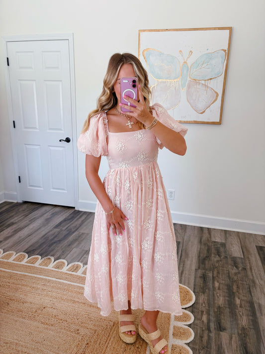 Pale Pink Embroidered Dress