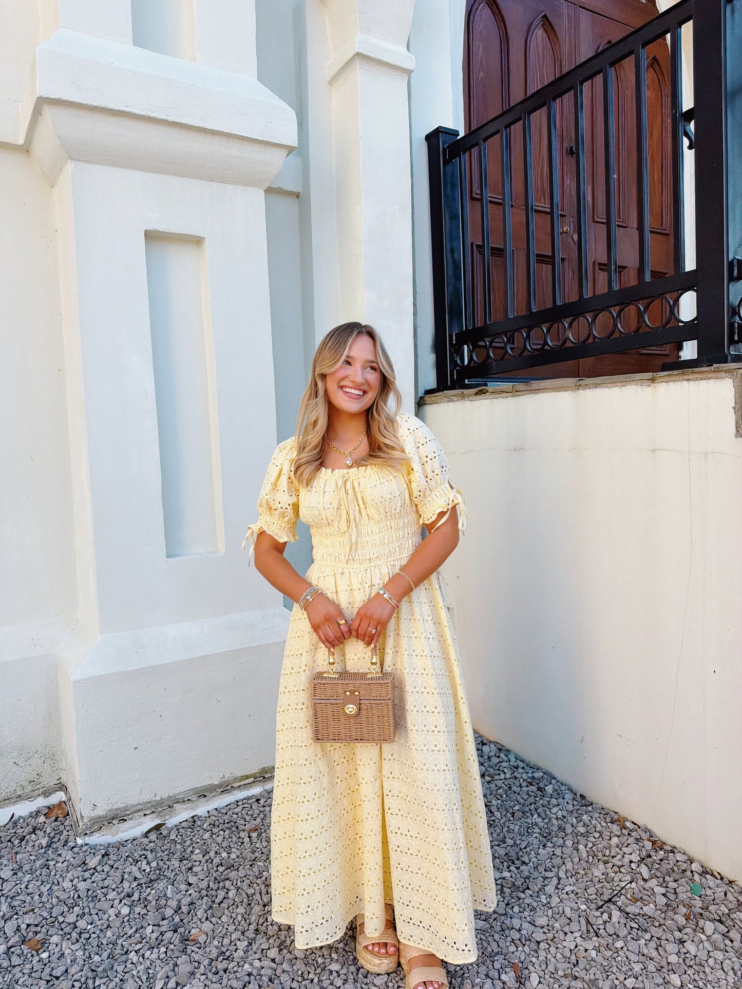 Yellow Eyelet Maxi