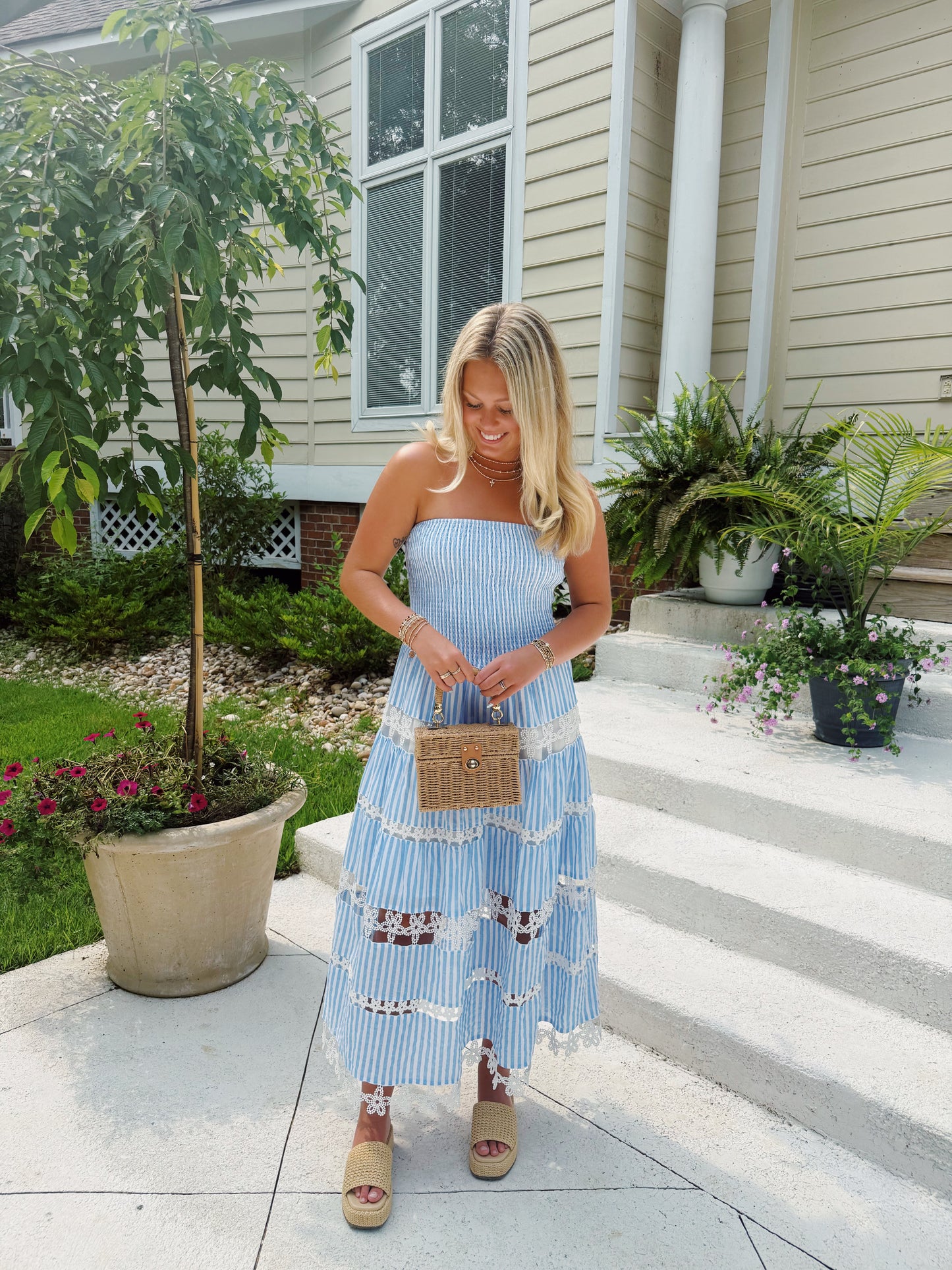 Striped Sophie Eyelet Dress