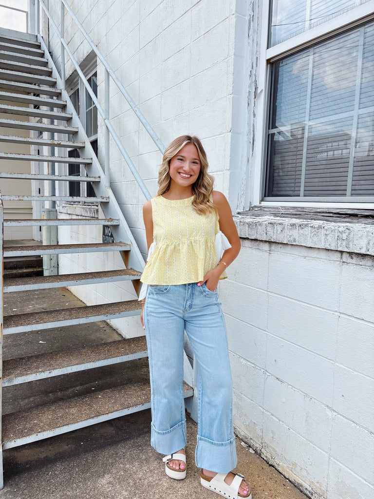 Cuffed Kris Wide Leg Jeans