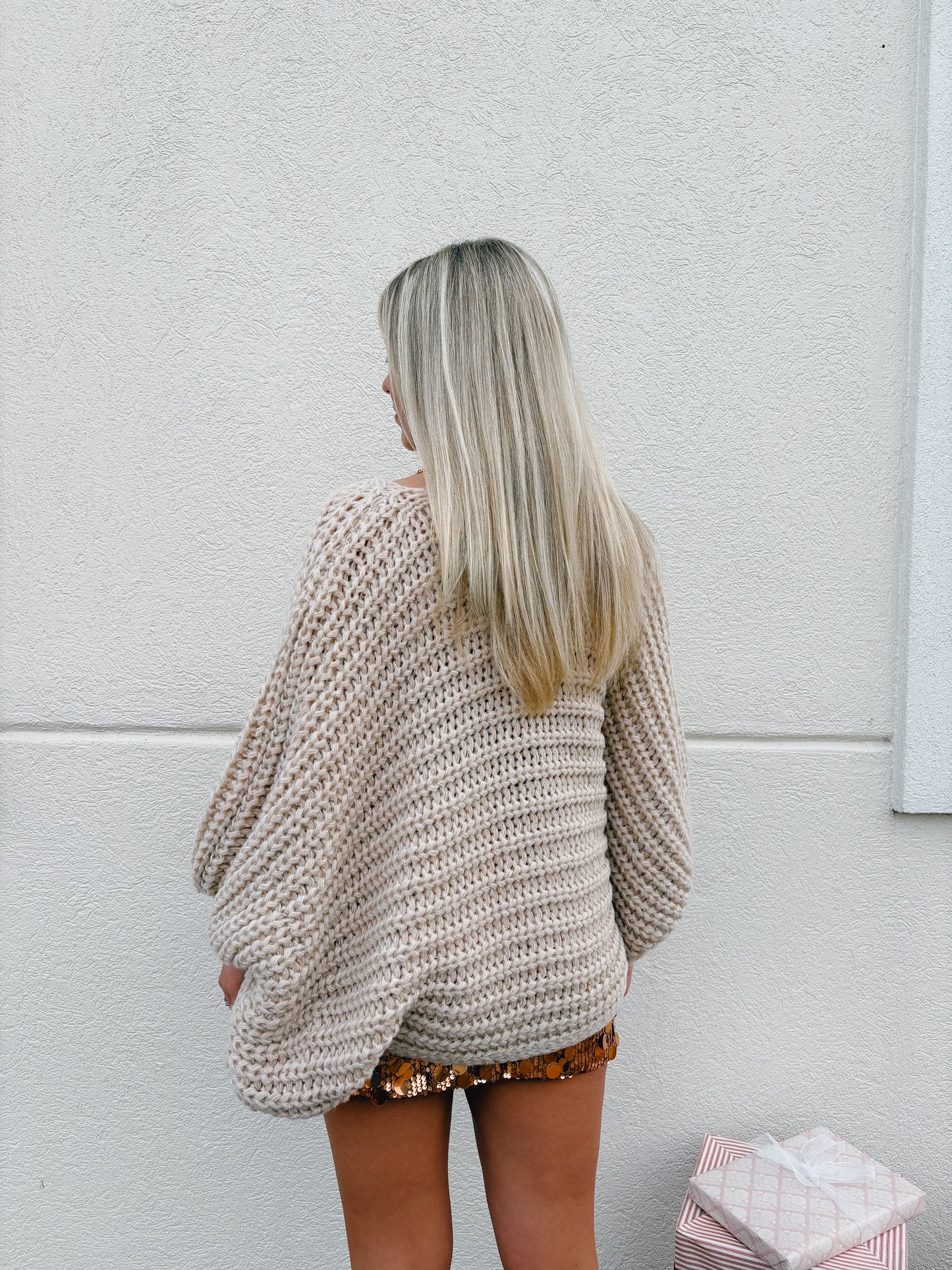 Chunky Knit Reversible Sweater Oatmeal