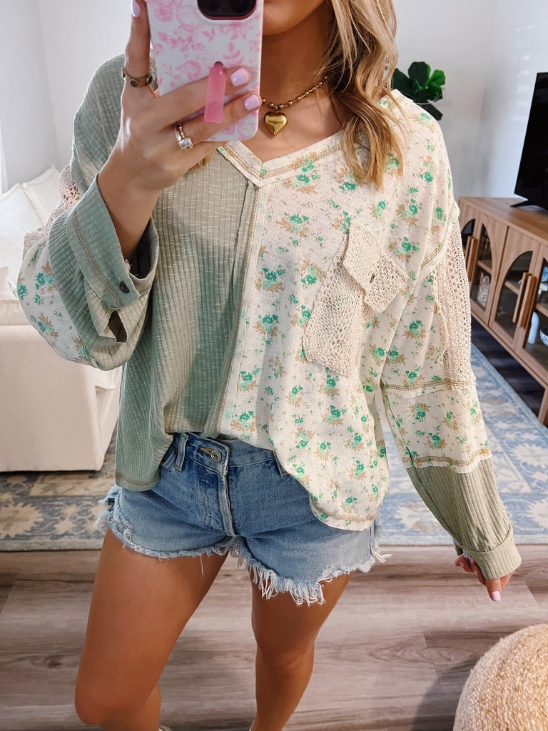 Sage Green Boho Top