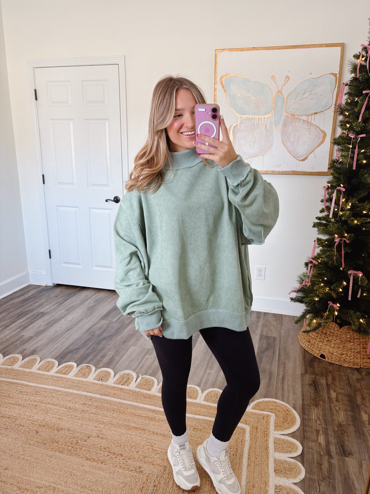Oversized Sage Green Mockneck