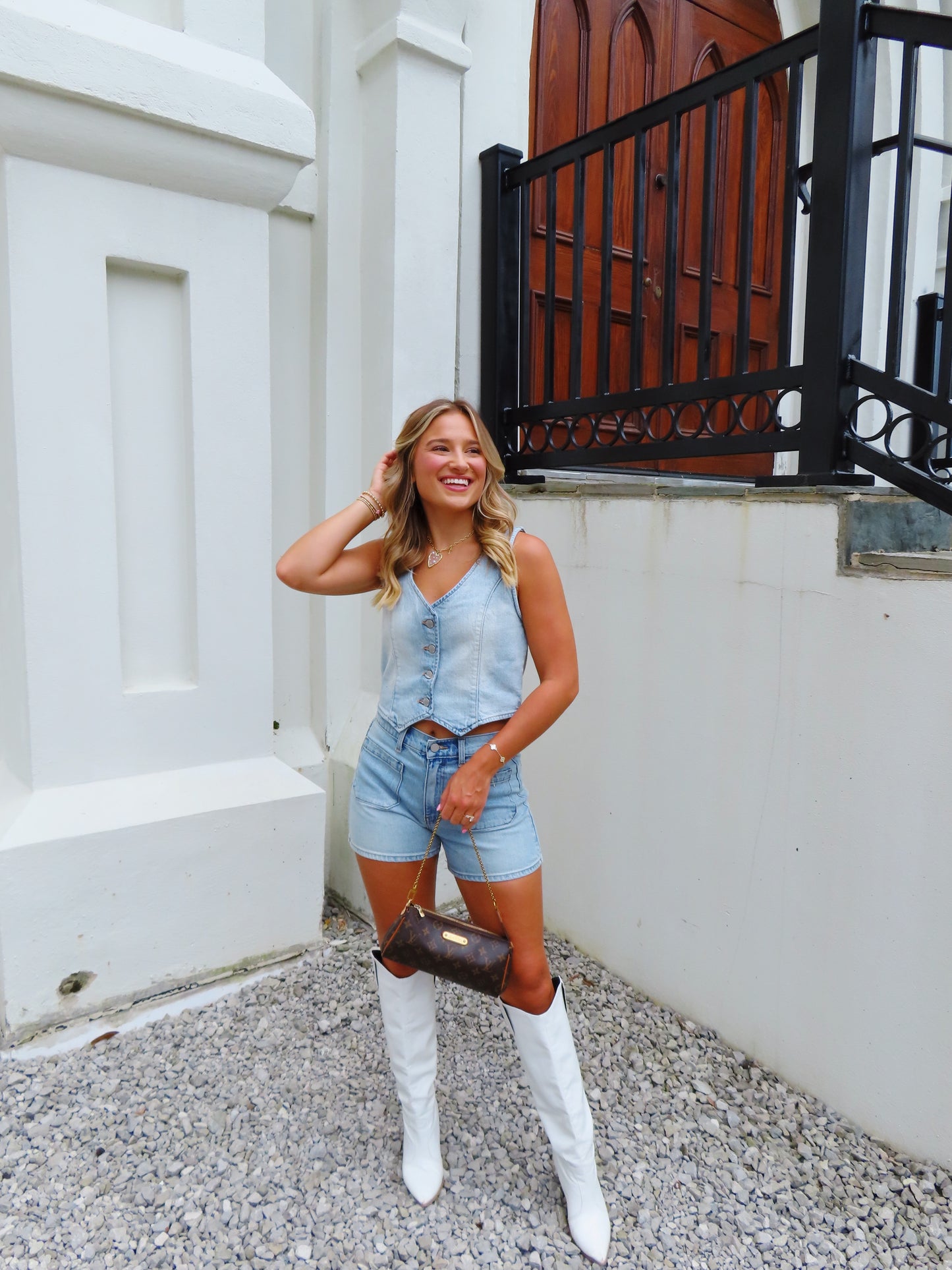 Ditsy Denim Short Set