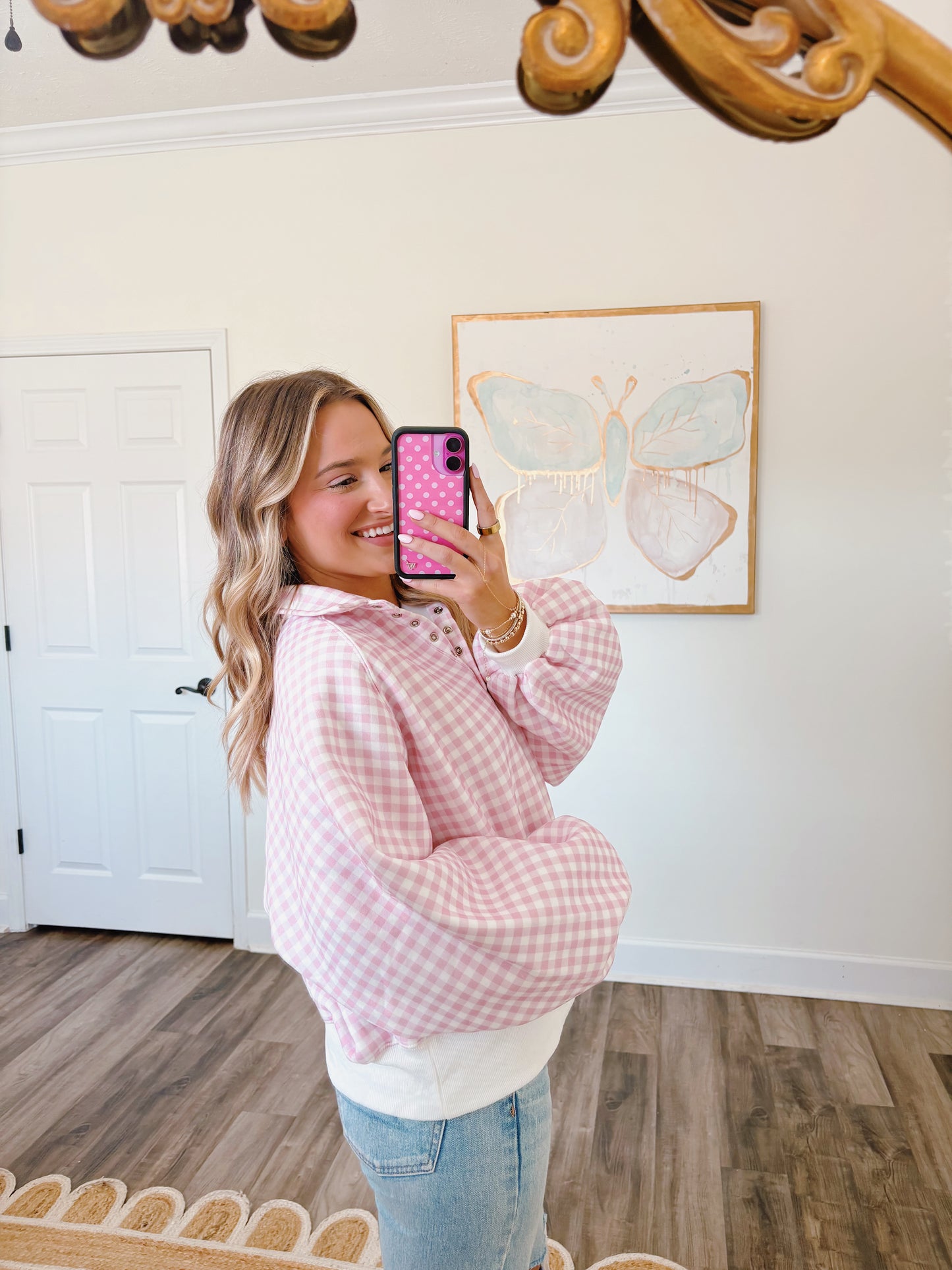 Gingham Pullover Top