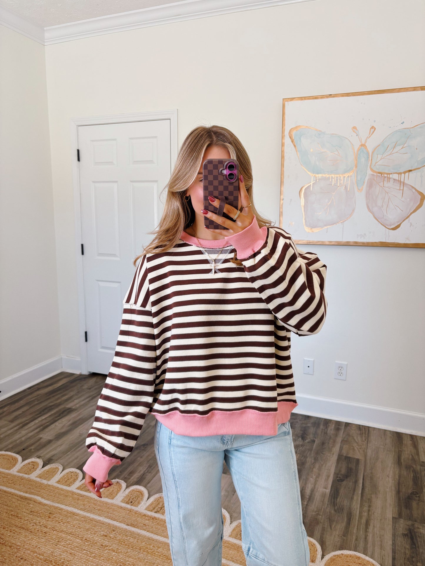Berries And Cream Striped Pullover
