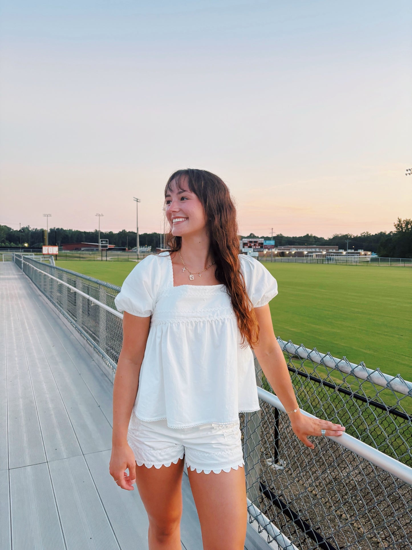 White Scalloped Short Set
