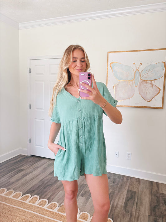 On The Go Romper in Sage