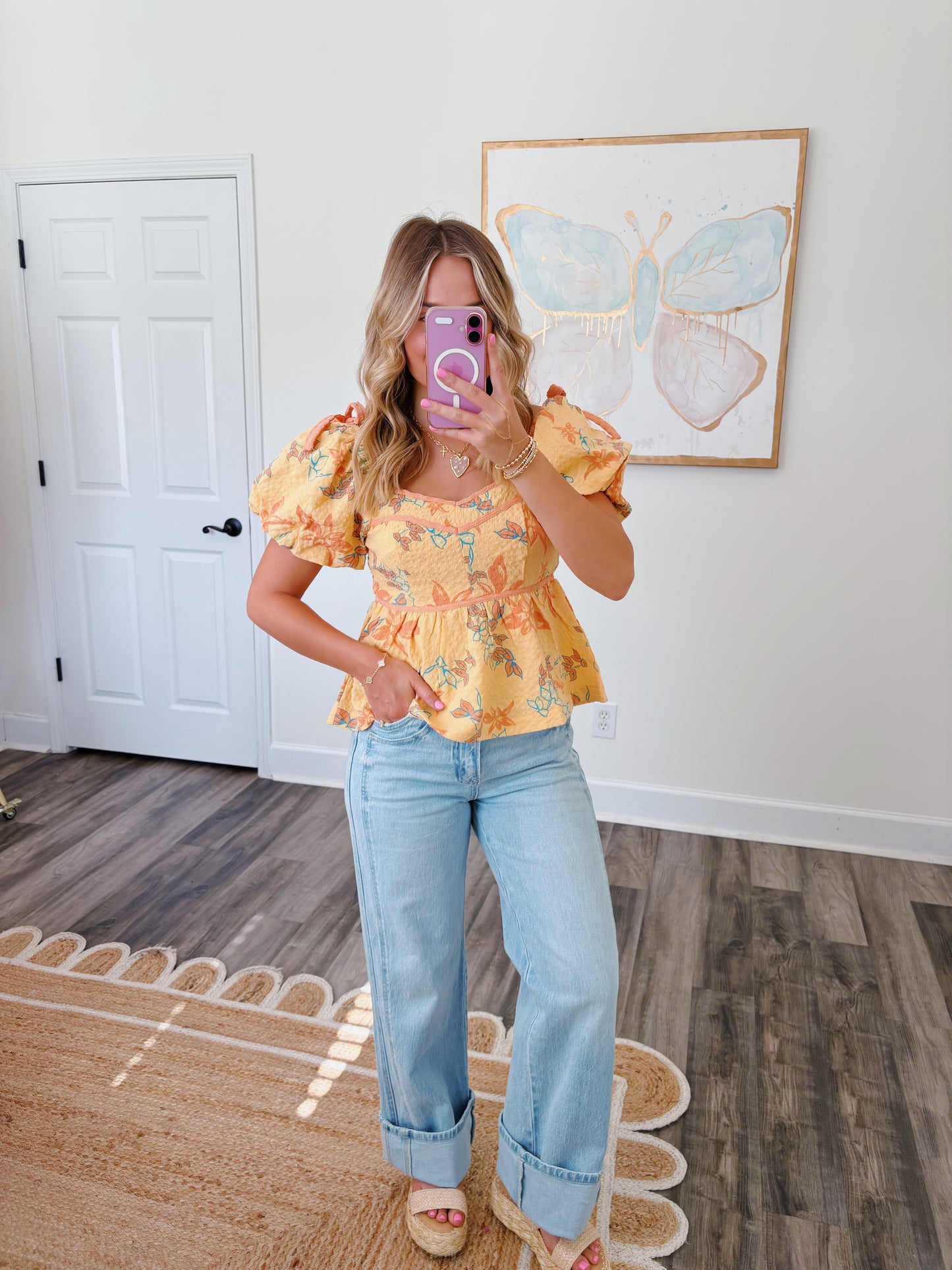 Papaya Peplum Top