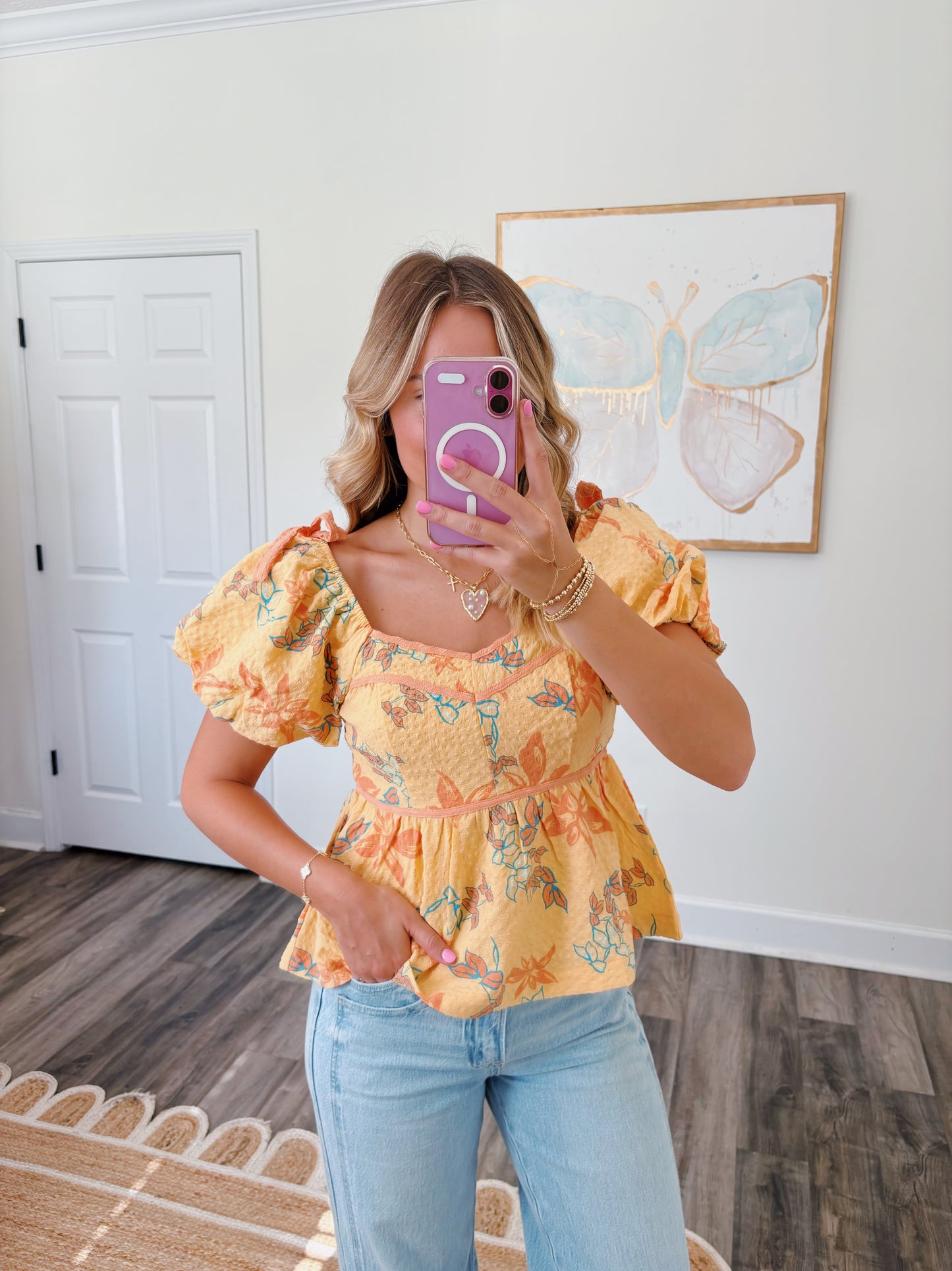 Papaya Peplum Top