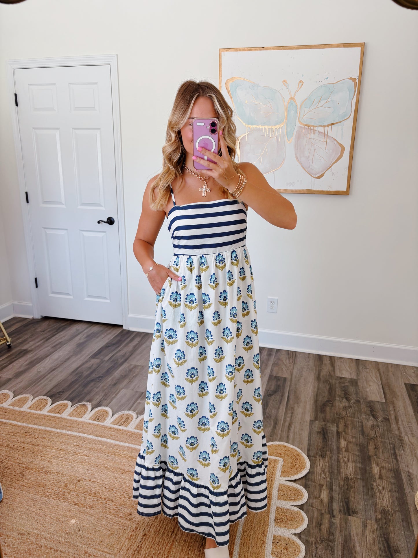 Striped Navy Maxi Dress