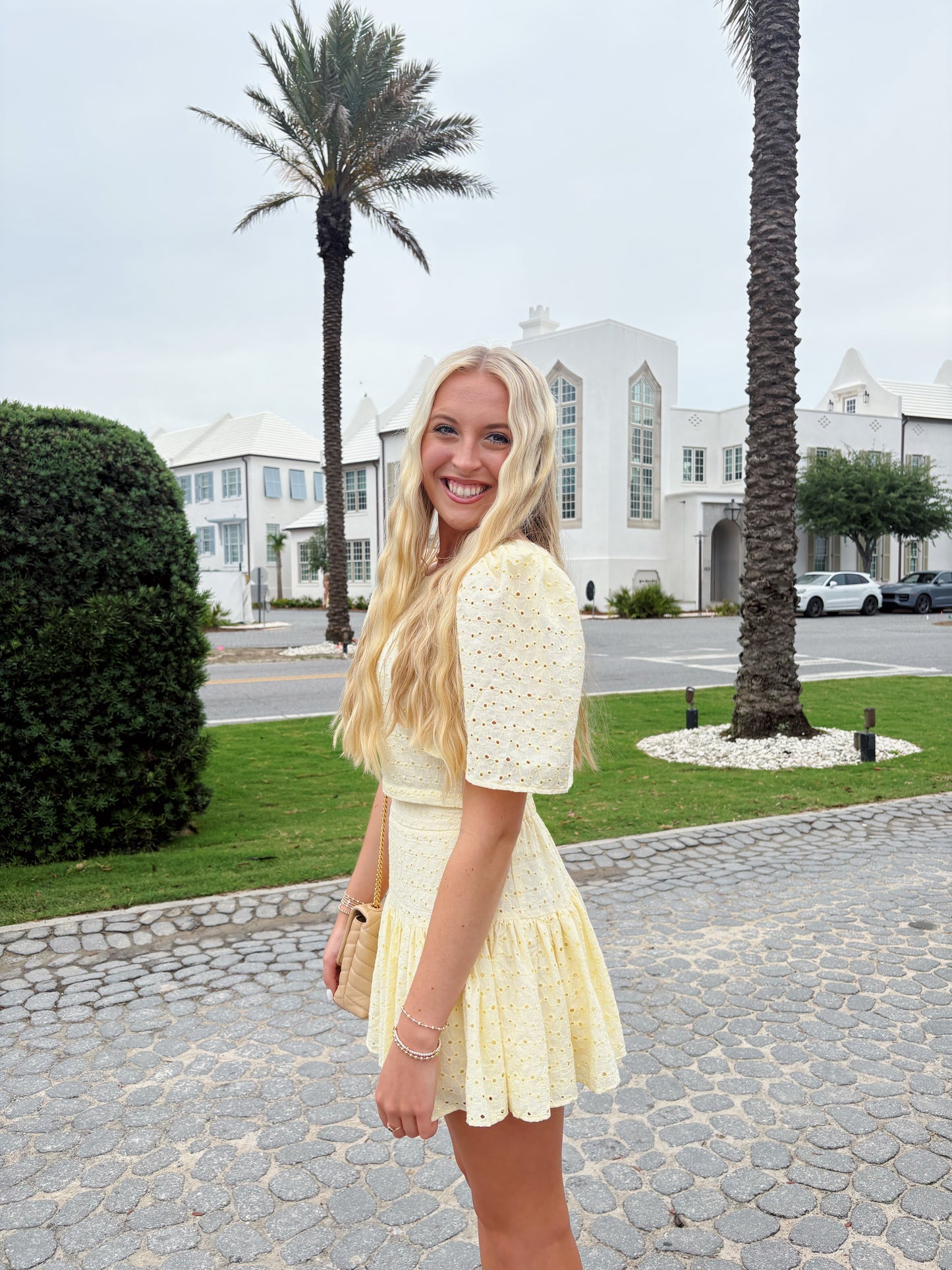 Lemon Eyelet Skirt Set