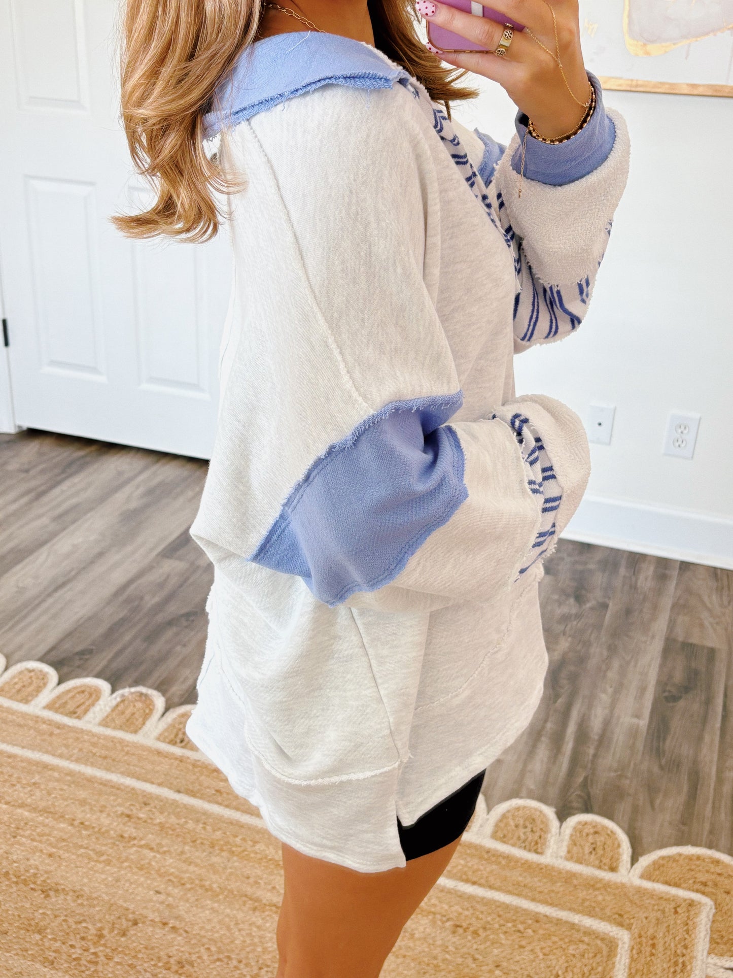 Blue Terry Knit Pullover