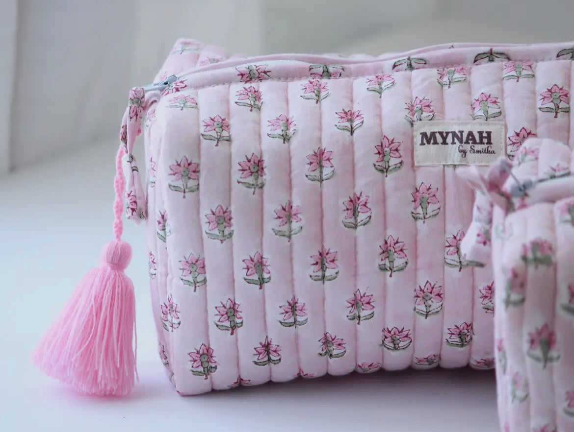 Rosy Mist Quilted Makeup Bag