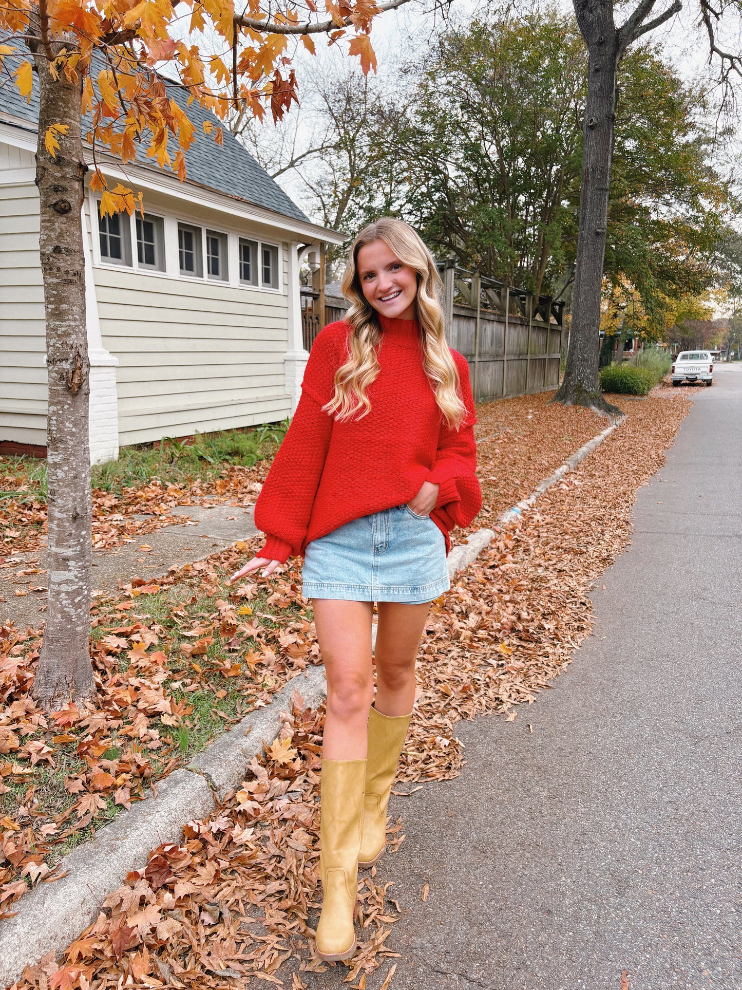 Red Mock Neck Sweater