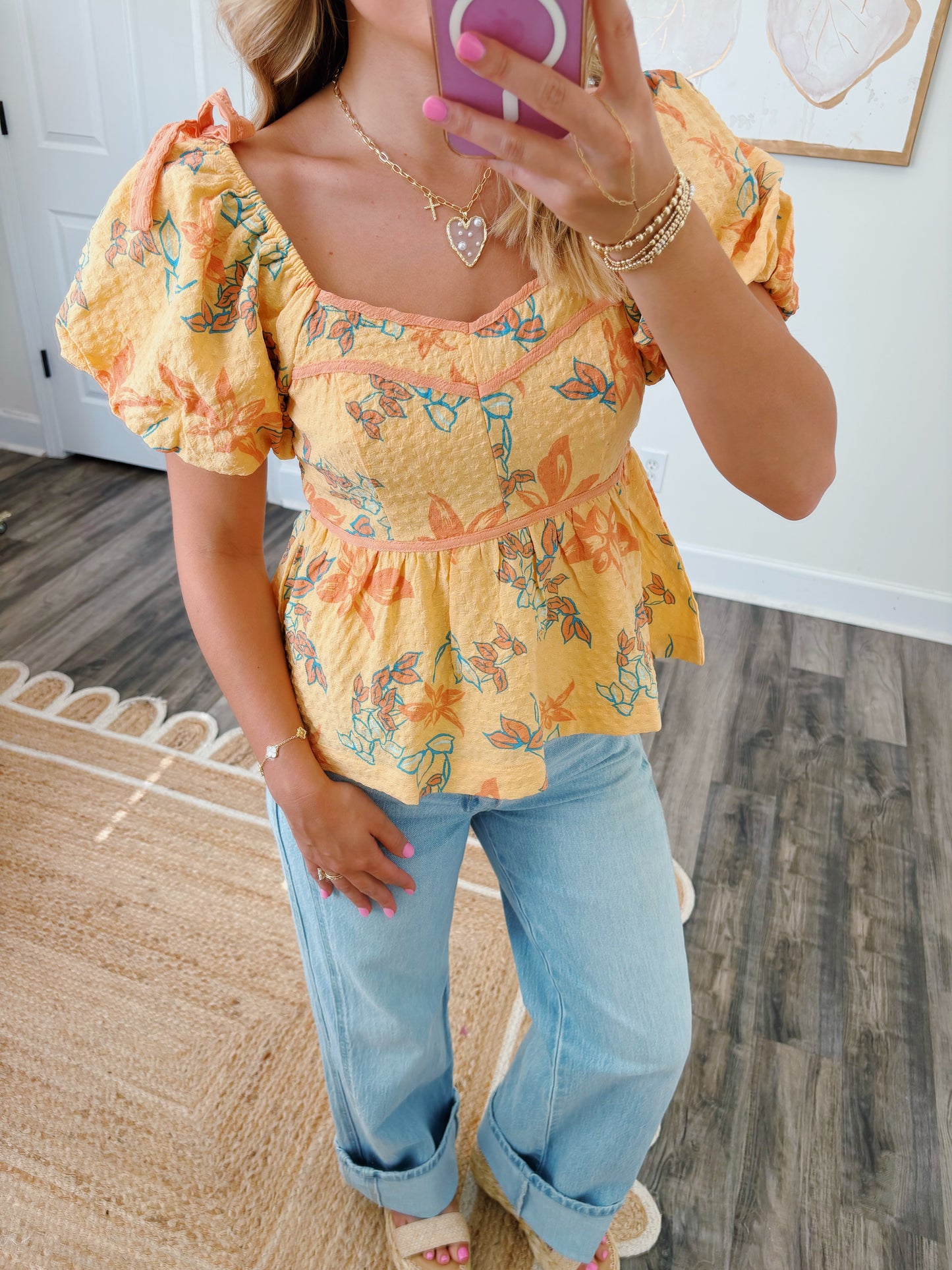 Papaya Peplum Top