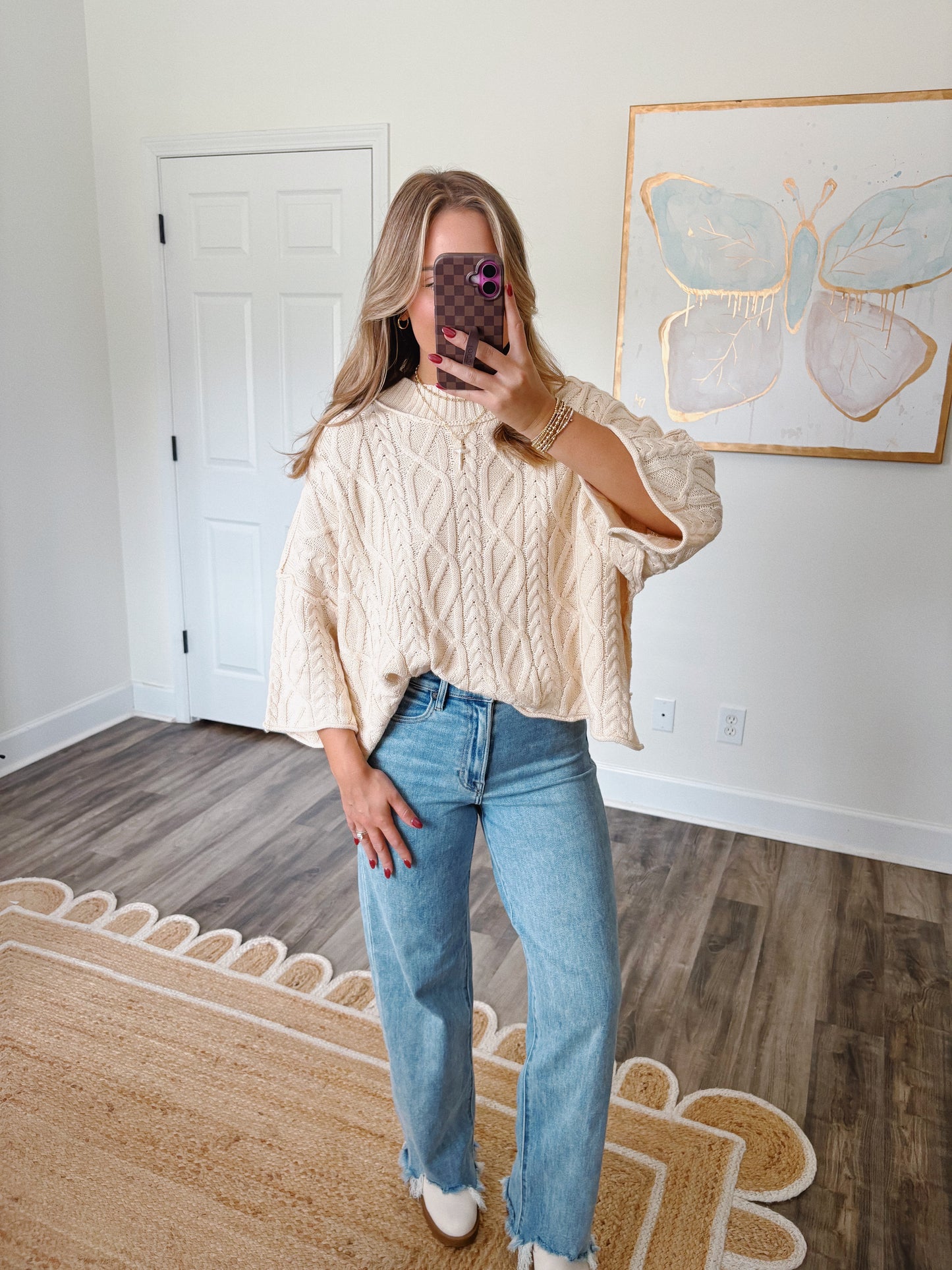 Ava Cable Knit Top in Cream