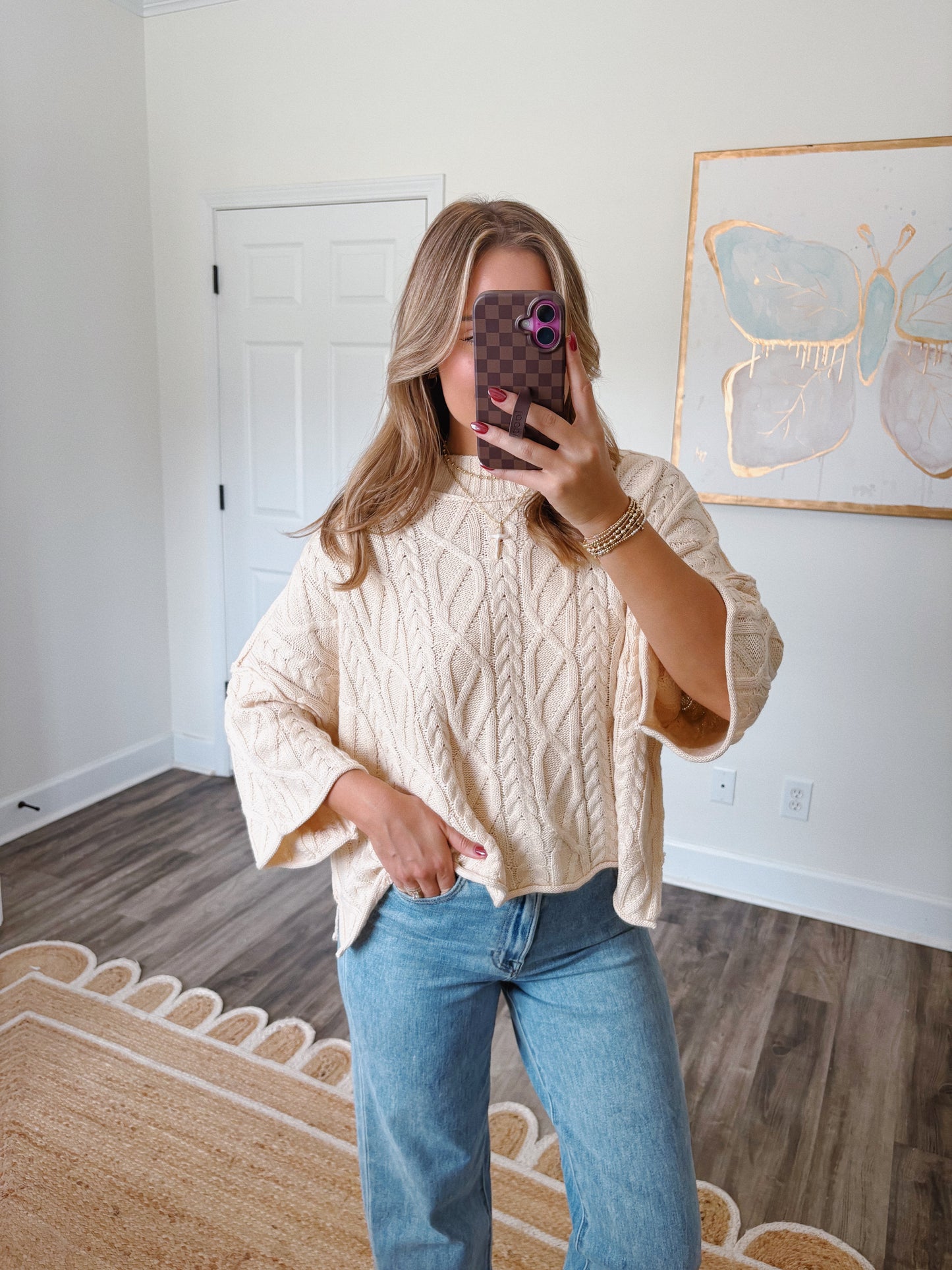 Ava Cable Knit Top in Cream