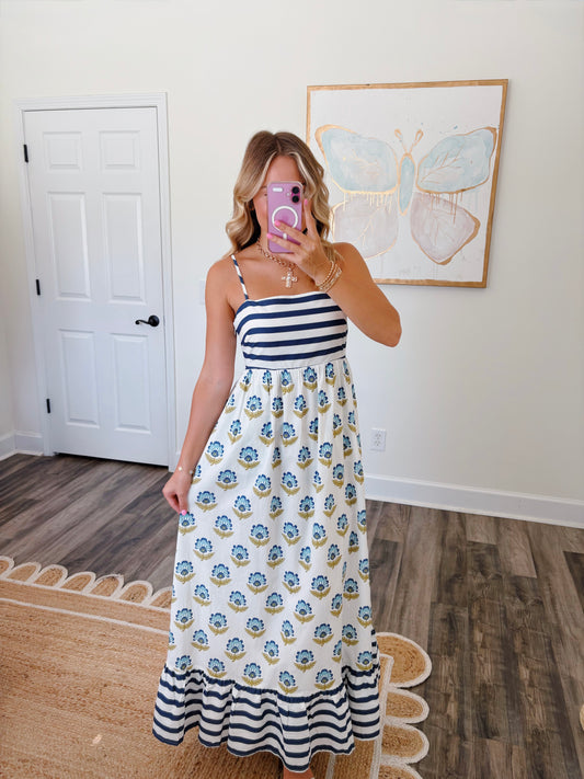 Striped Navy Maxi Dress