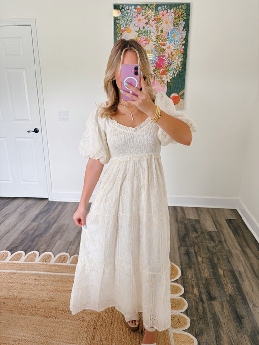Cream Puff Sleeve Dress