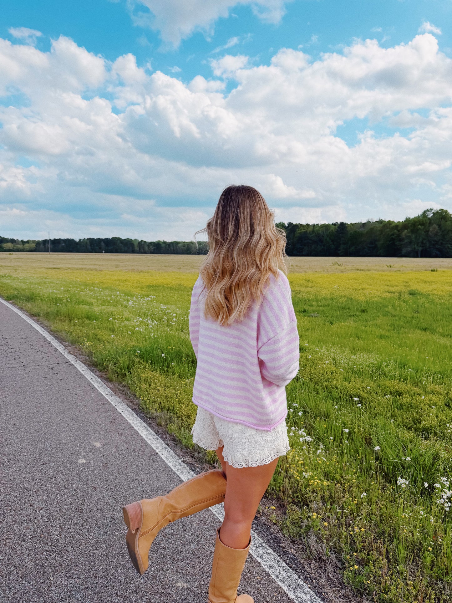 Lavender Pink Striped Cardigan