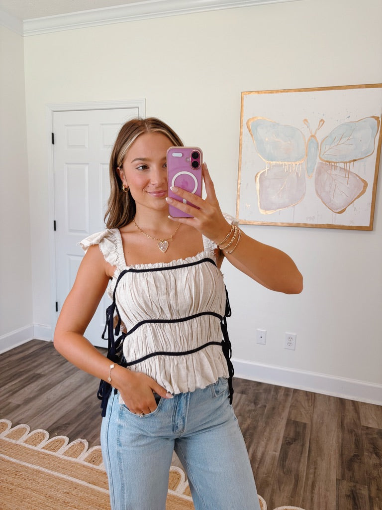Neutral Girl Tie Top
