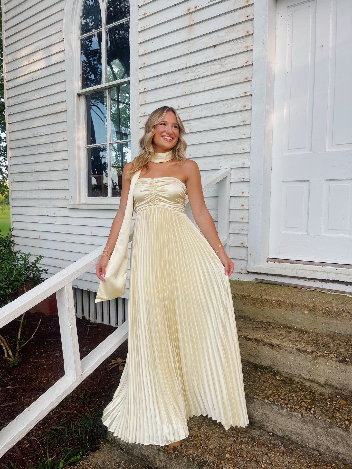 Endless Summer Satin Dress in Yellow