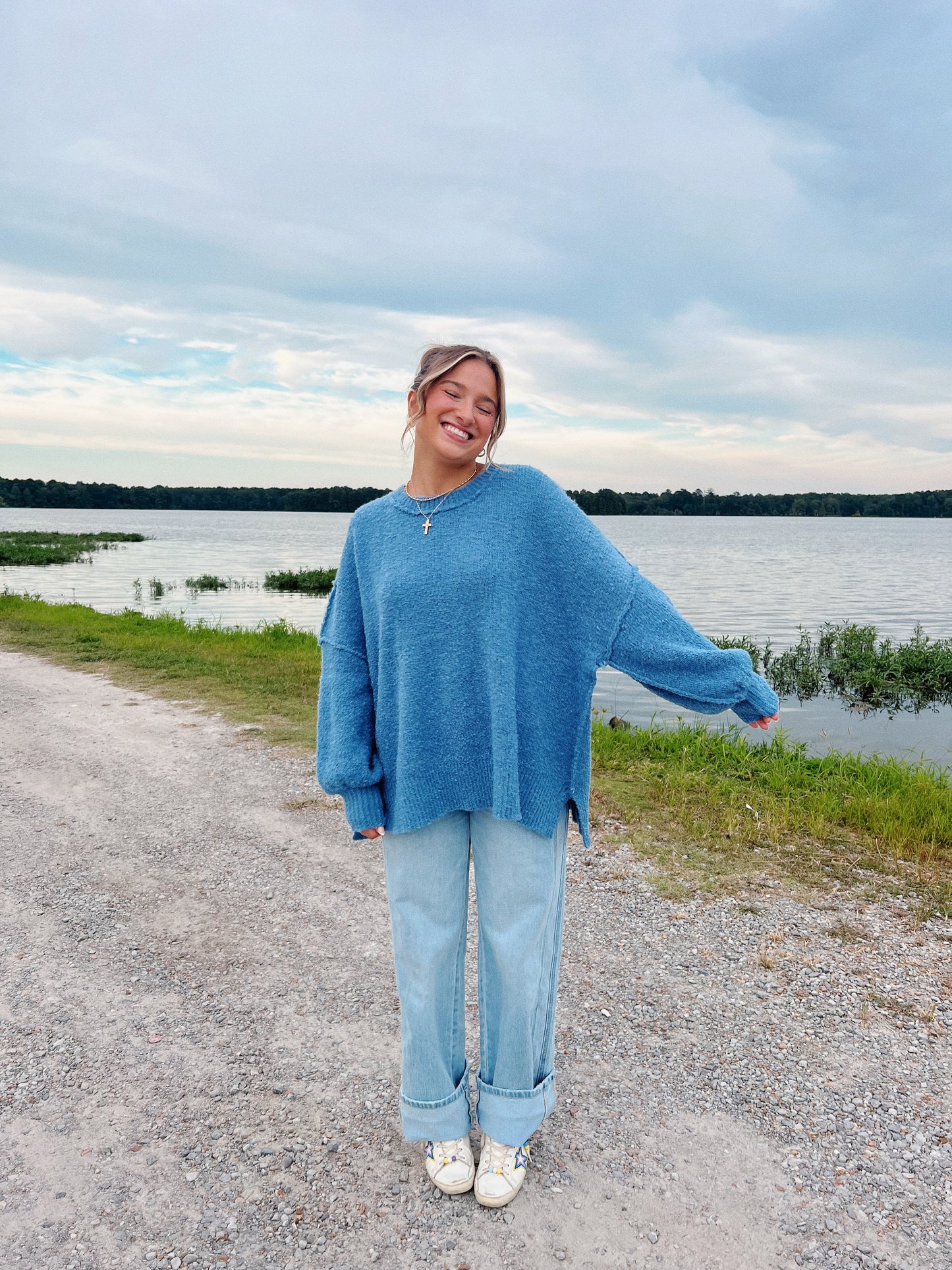 Oversized Poppy Sweater in Blue