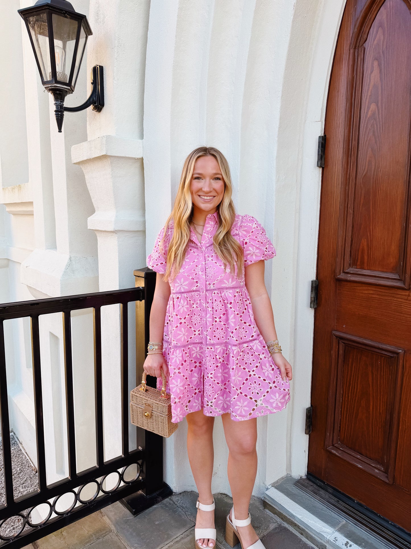 Orchid Eyelet Mini Dress