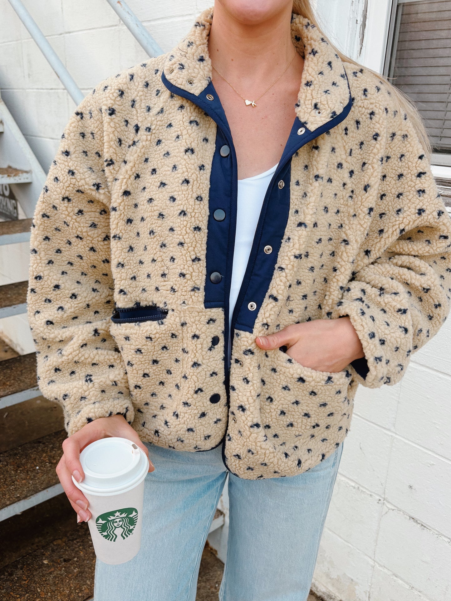 Polka Dot Sherpa Jacket