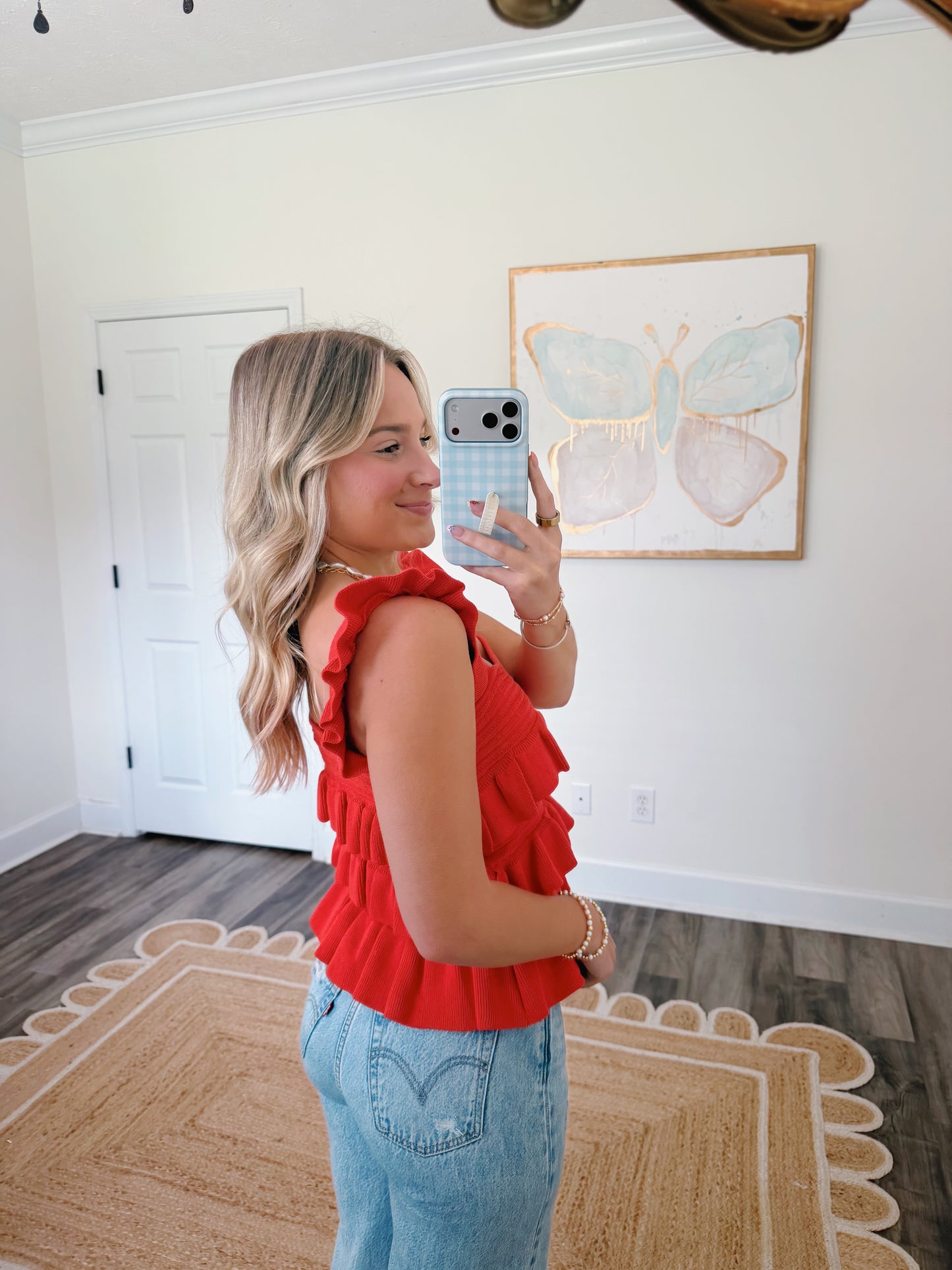 Red Ruffled Top