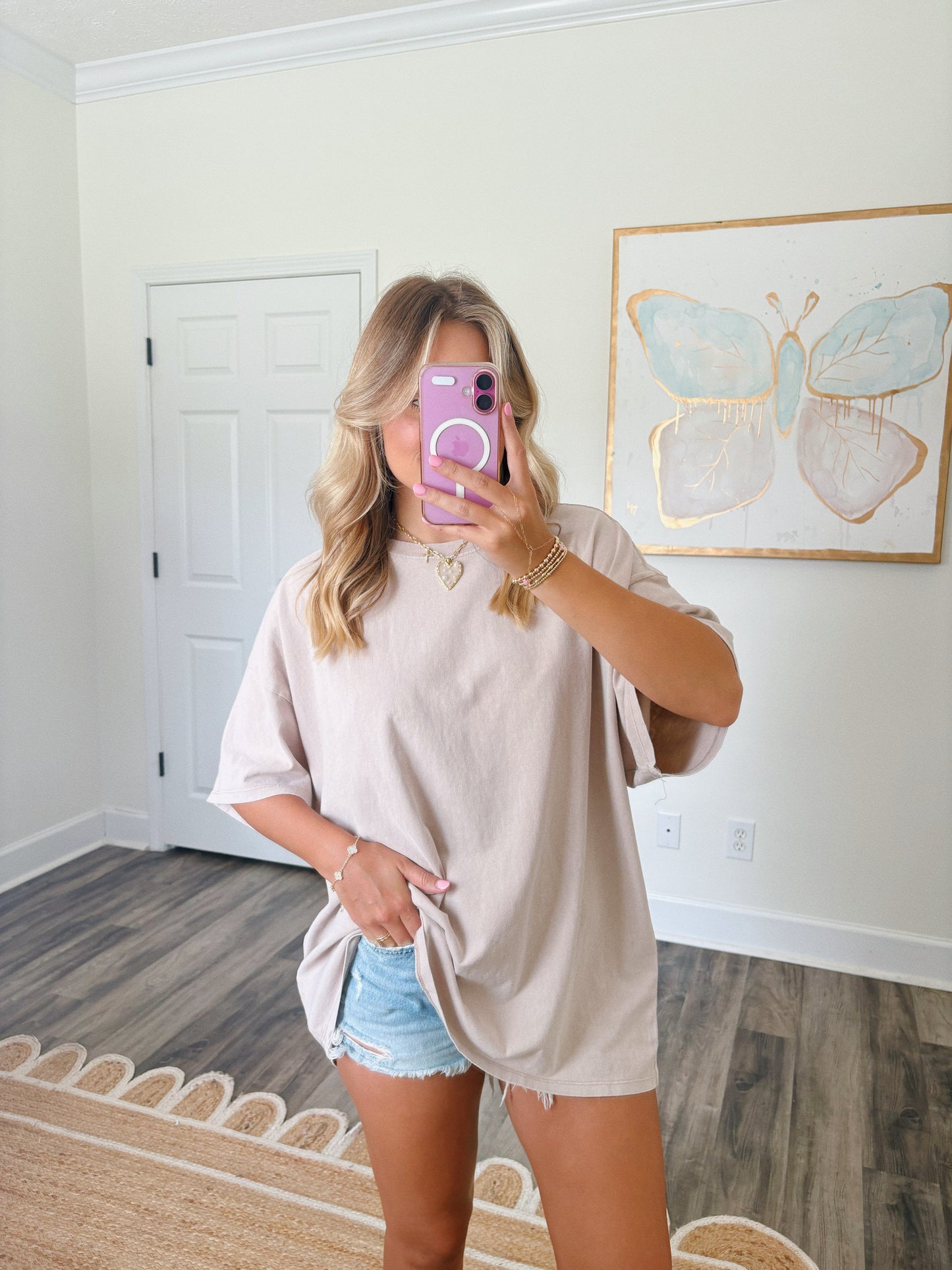 Homebody Oversized Tee in Tan