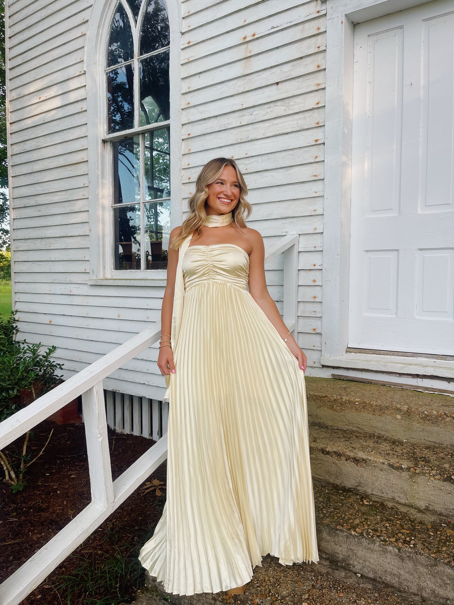 Endless Summer Satin Dress in Yellow