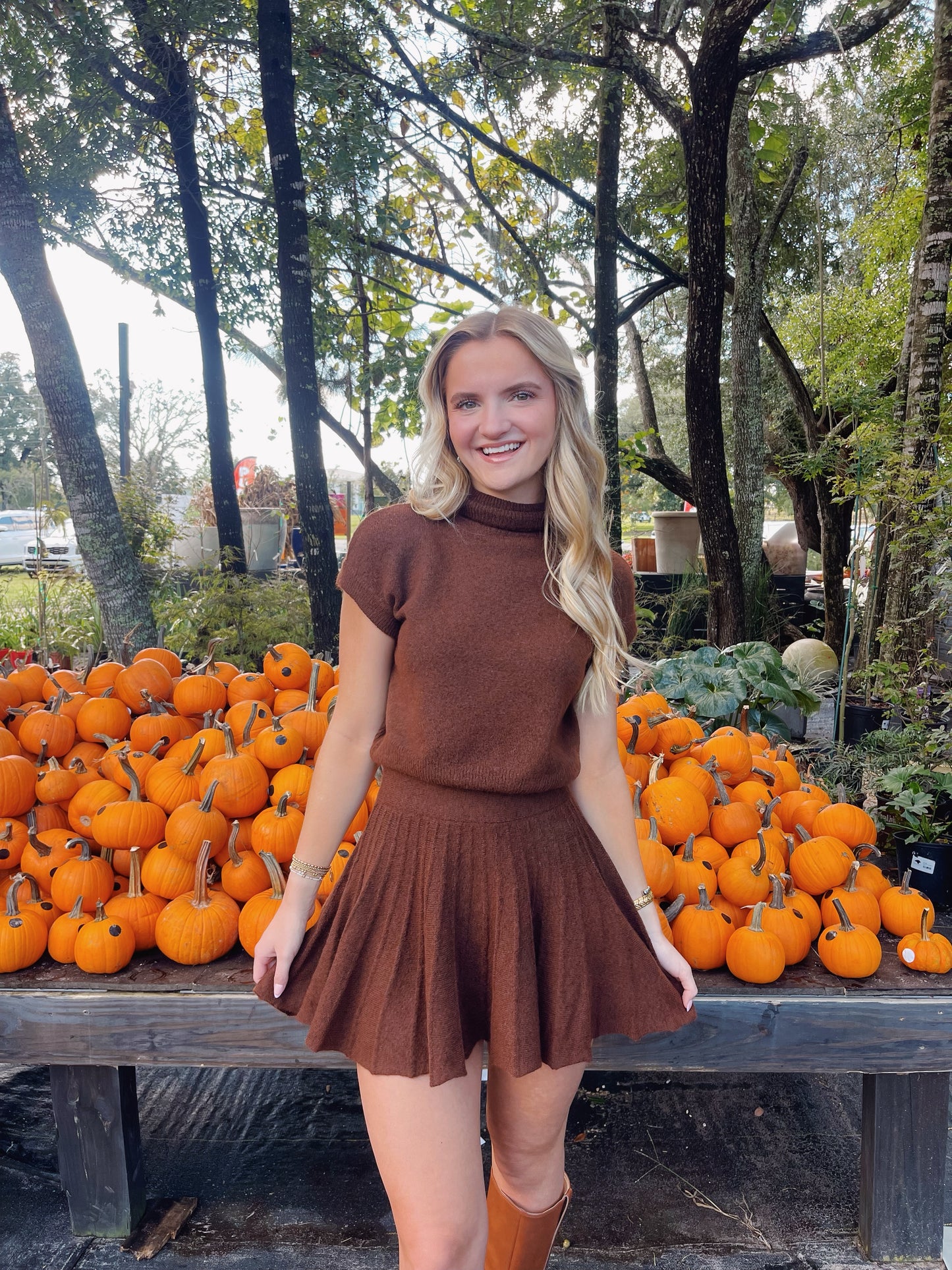 Sugar and Spice Pleated Skirt Set