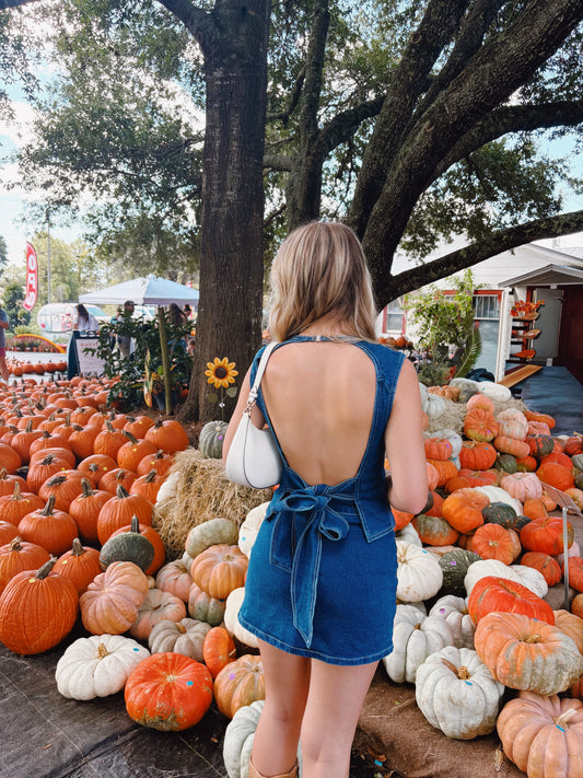 Dark Denim Skirt Set