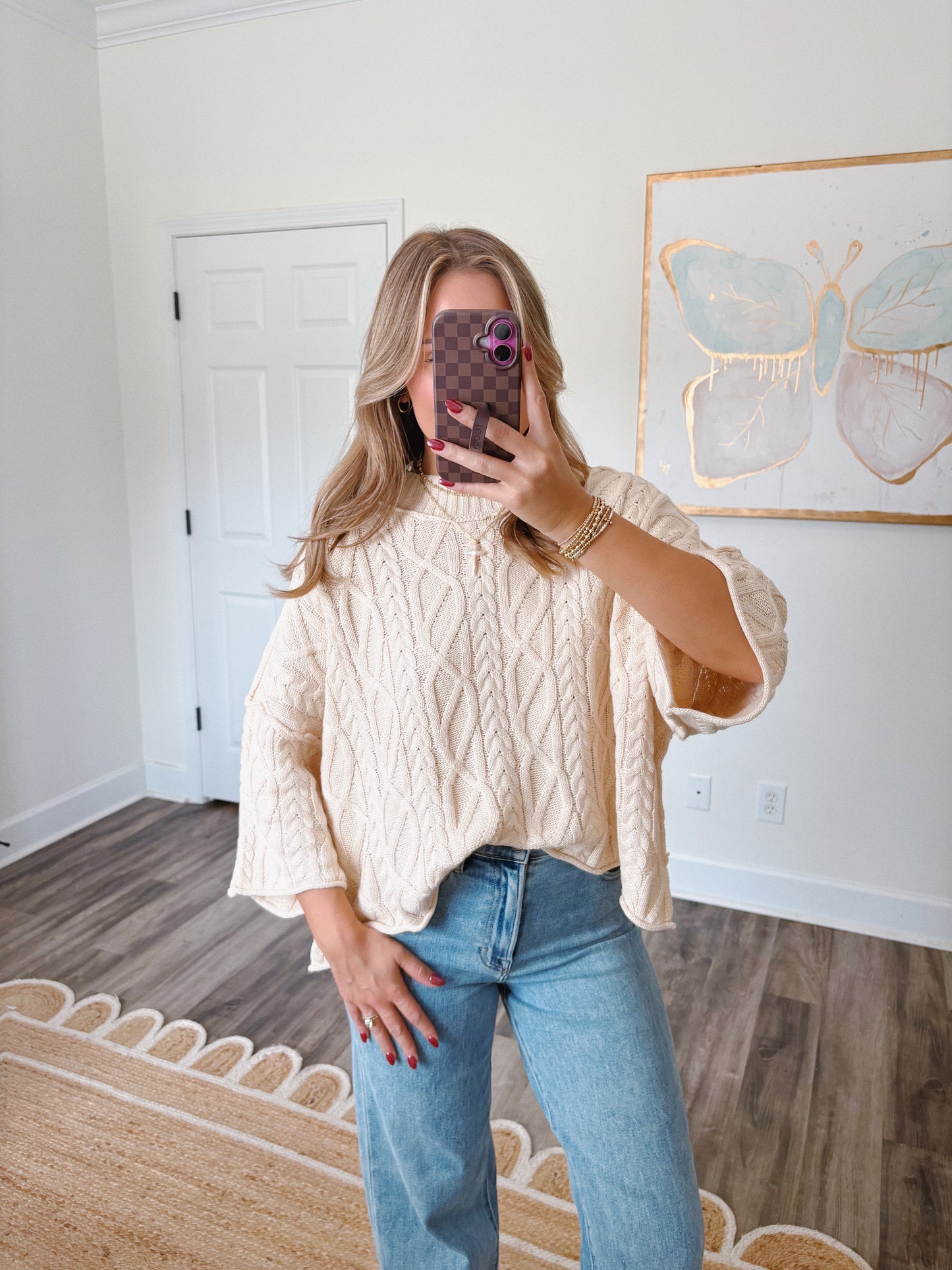 Ava Cable Knit Top in Cream