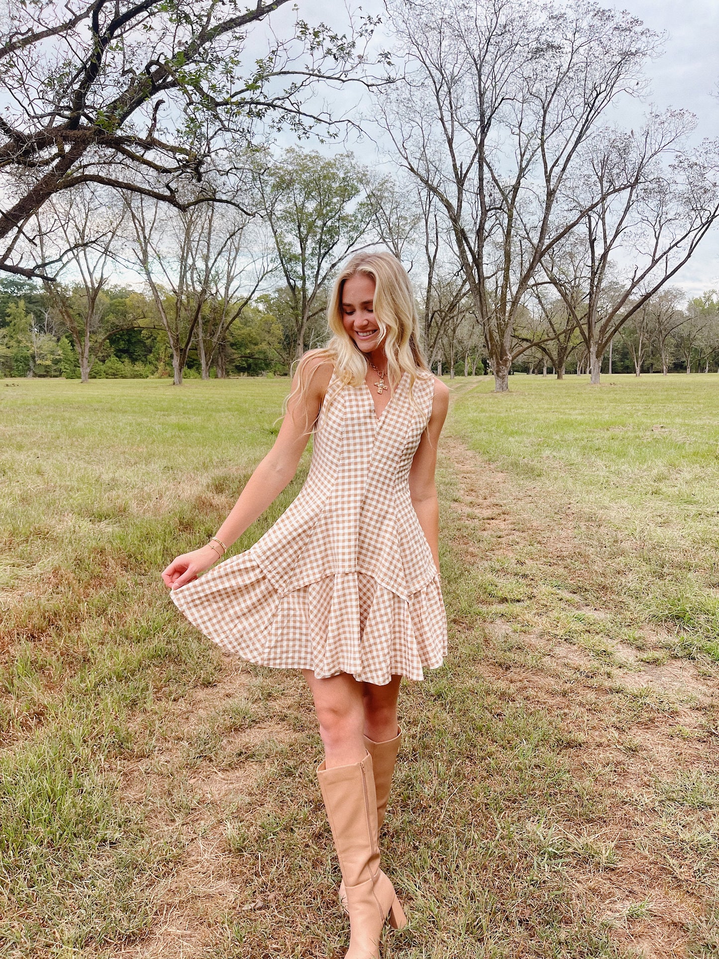 Gingham Flare Mini Dress
