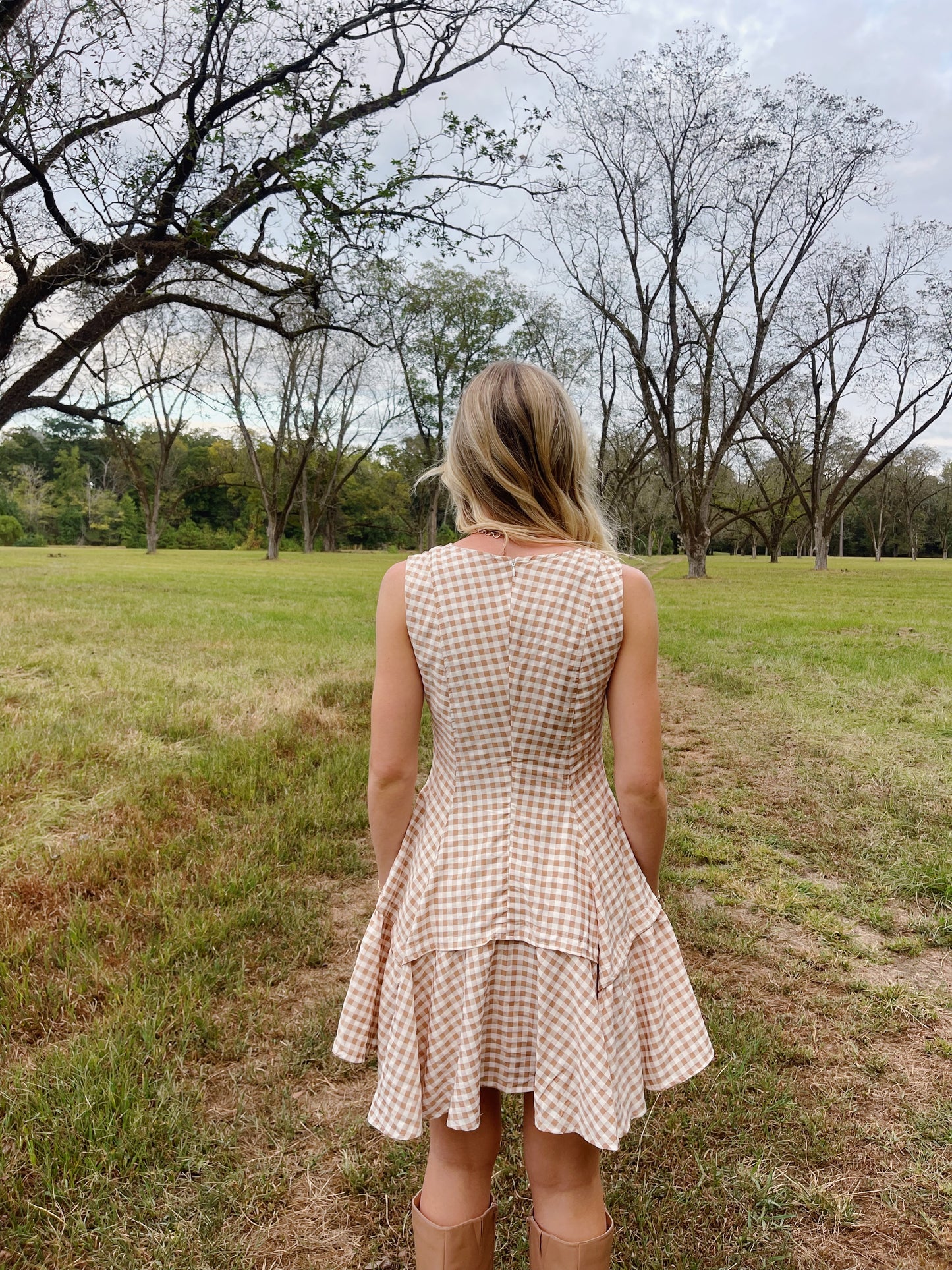 Gingham Flare Mini Dress