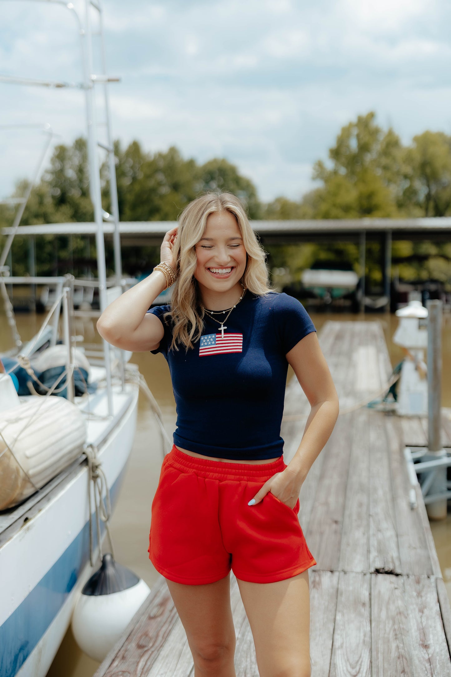Navy Flag Baby Tee