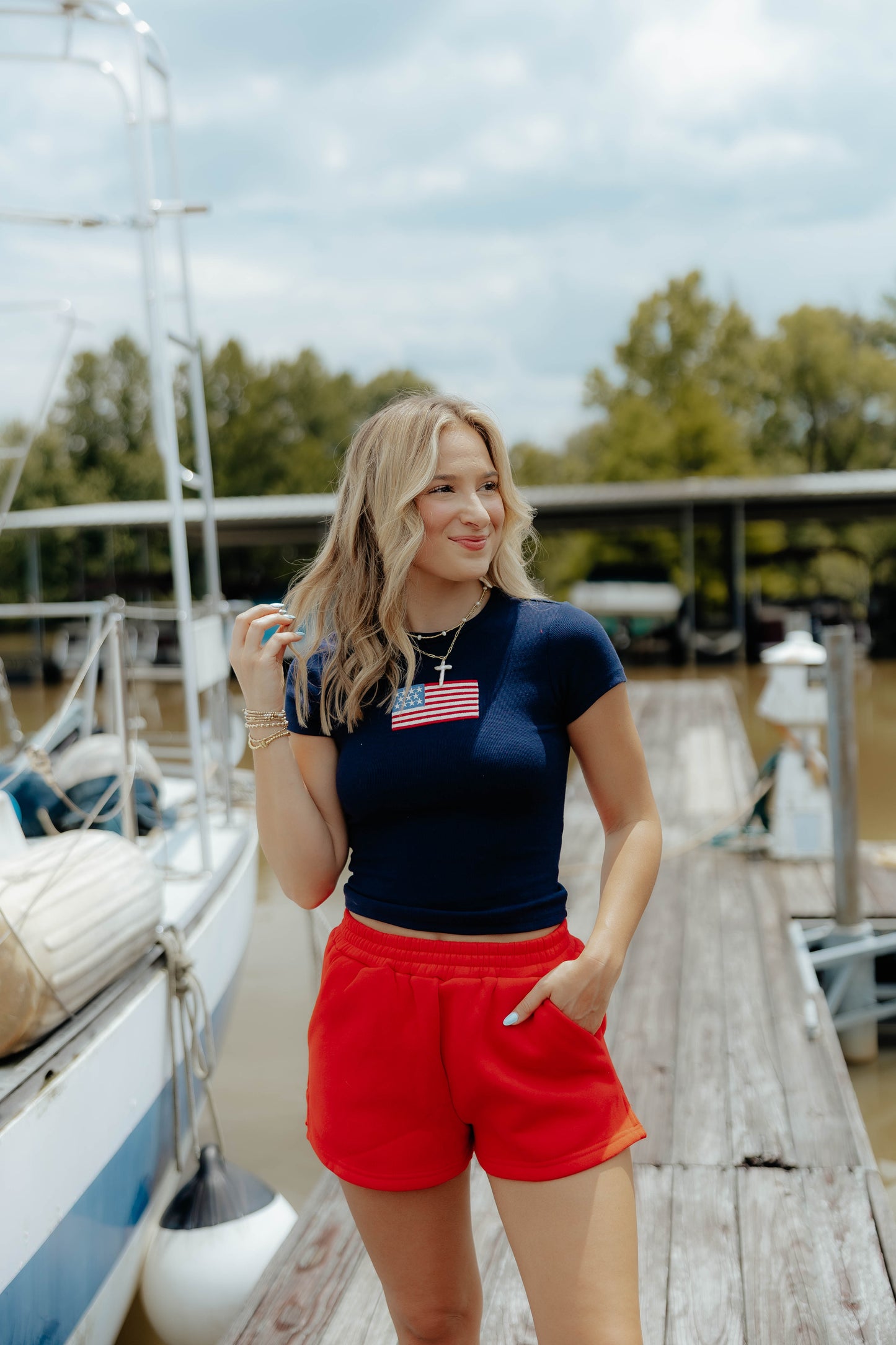 Navy Flag Baby Tee