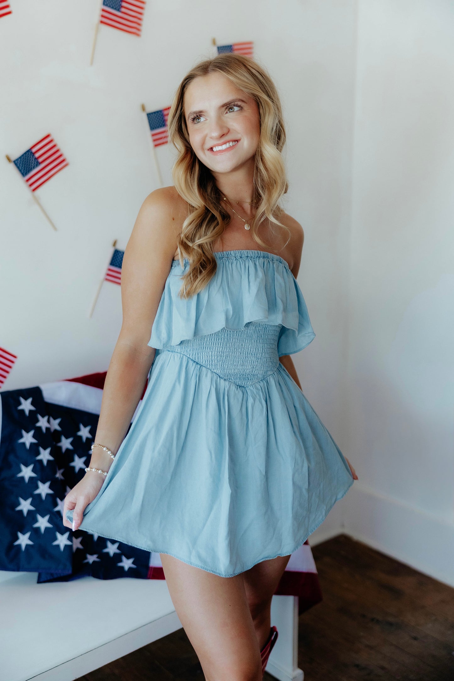 Dolly Denim Romper Dress