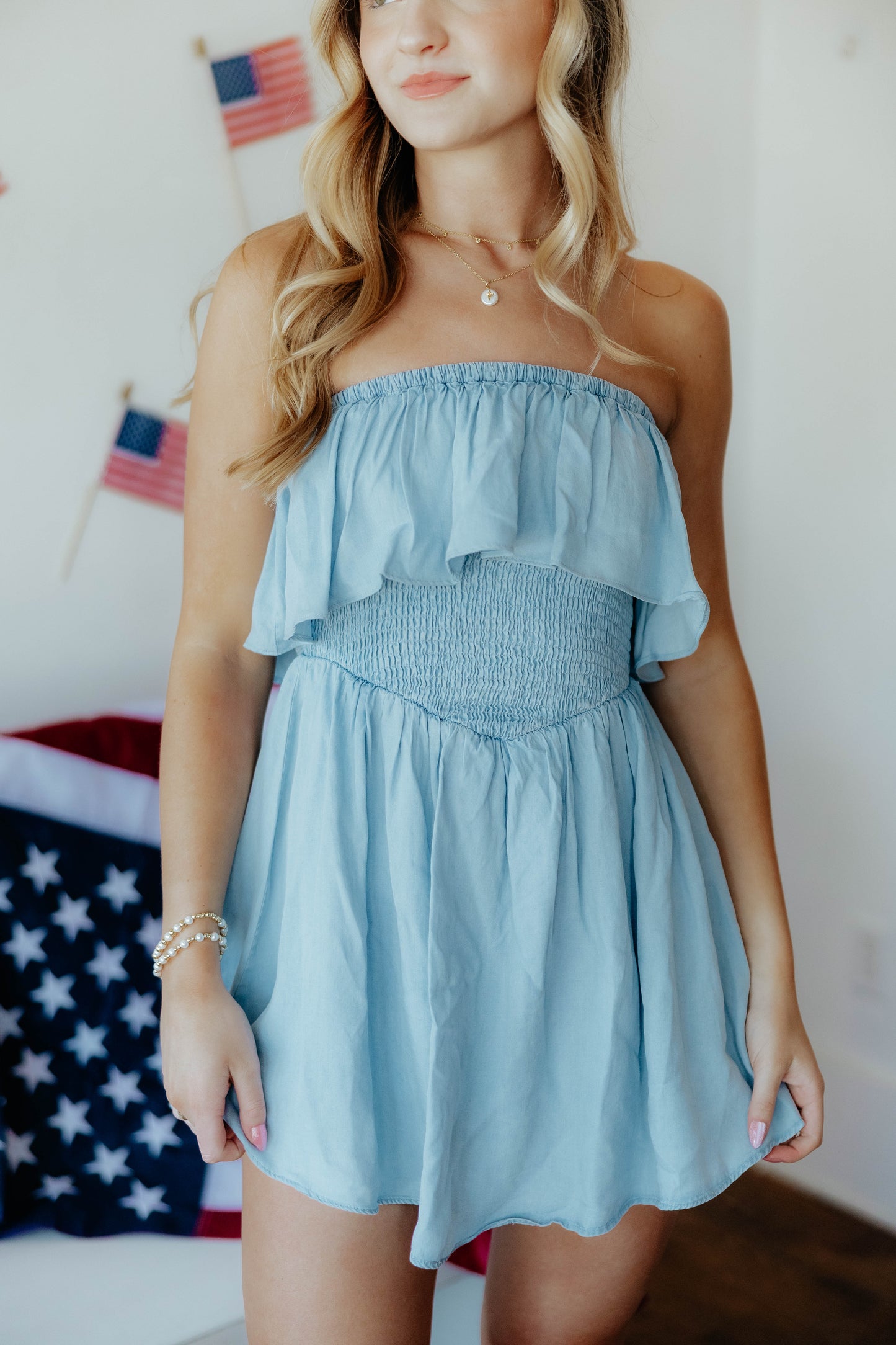 Dolly Denim Romper Dress