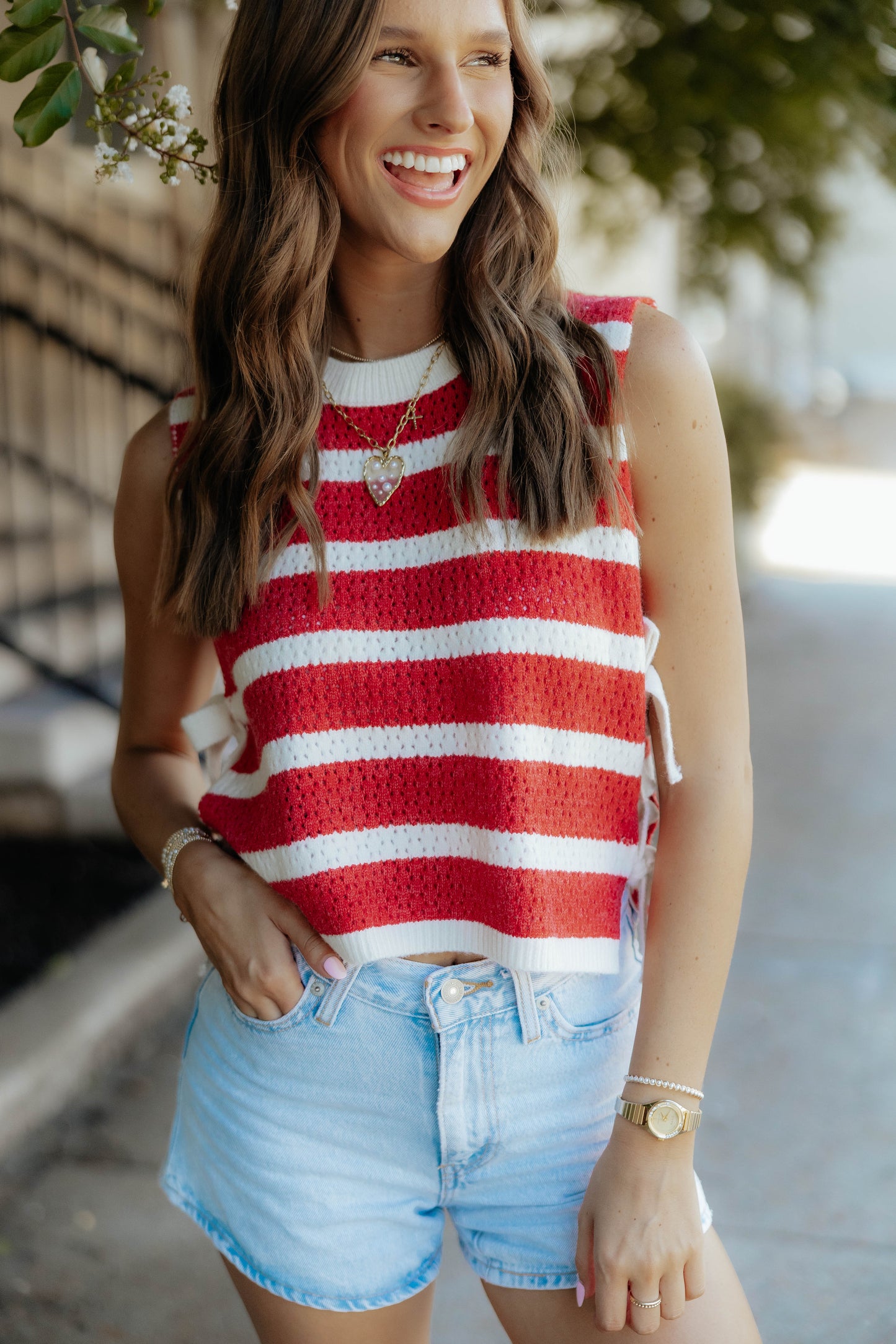Harbor Striped Sleeveless Sweater