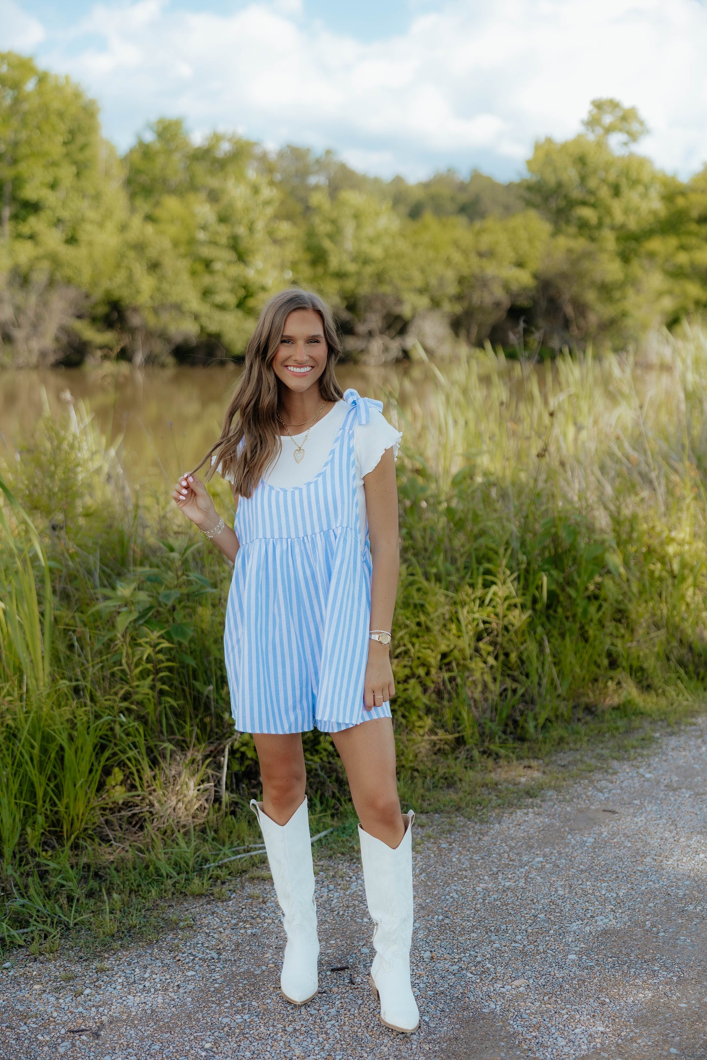 Oversized Striped Babydoll Romper