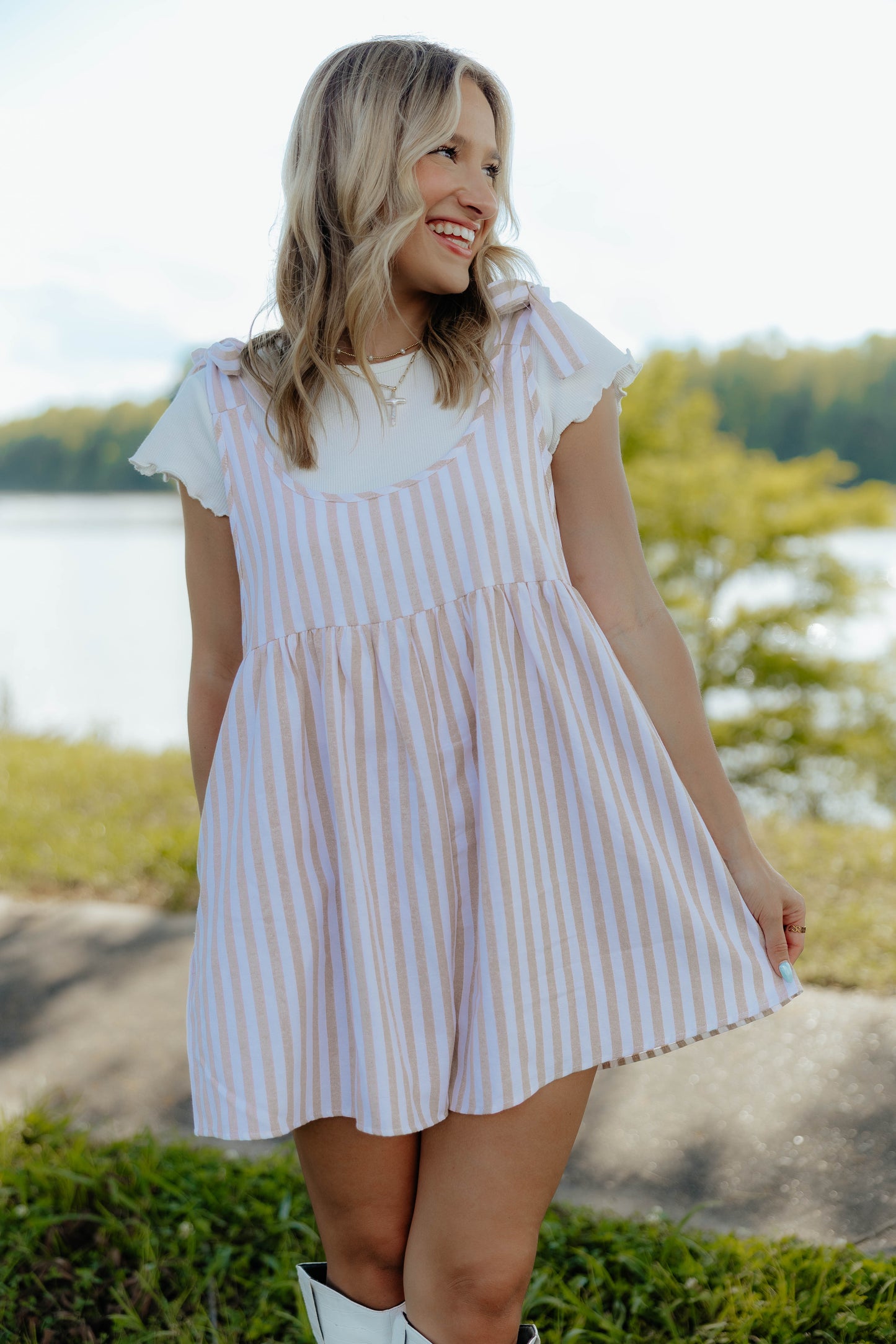 Oversized Striped Babydoll Romper