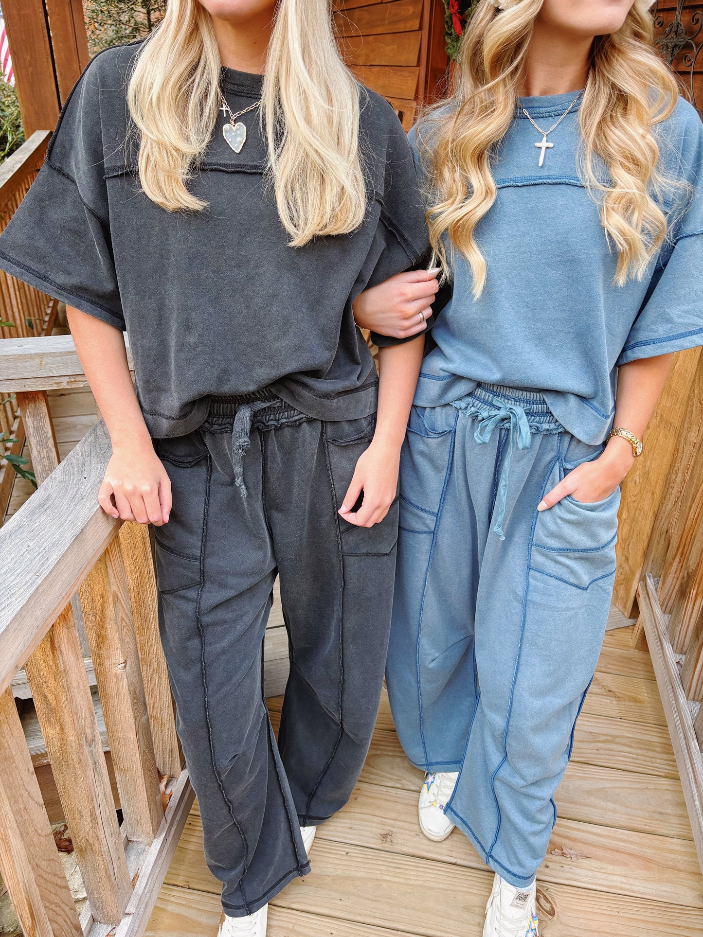 Denim Blue Barrel Pants Set