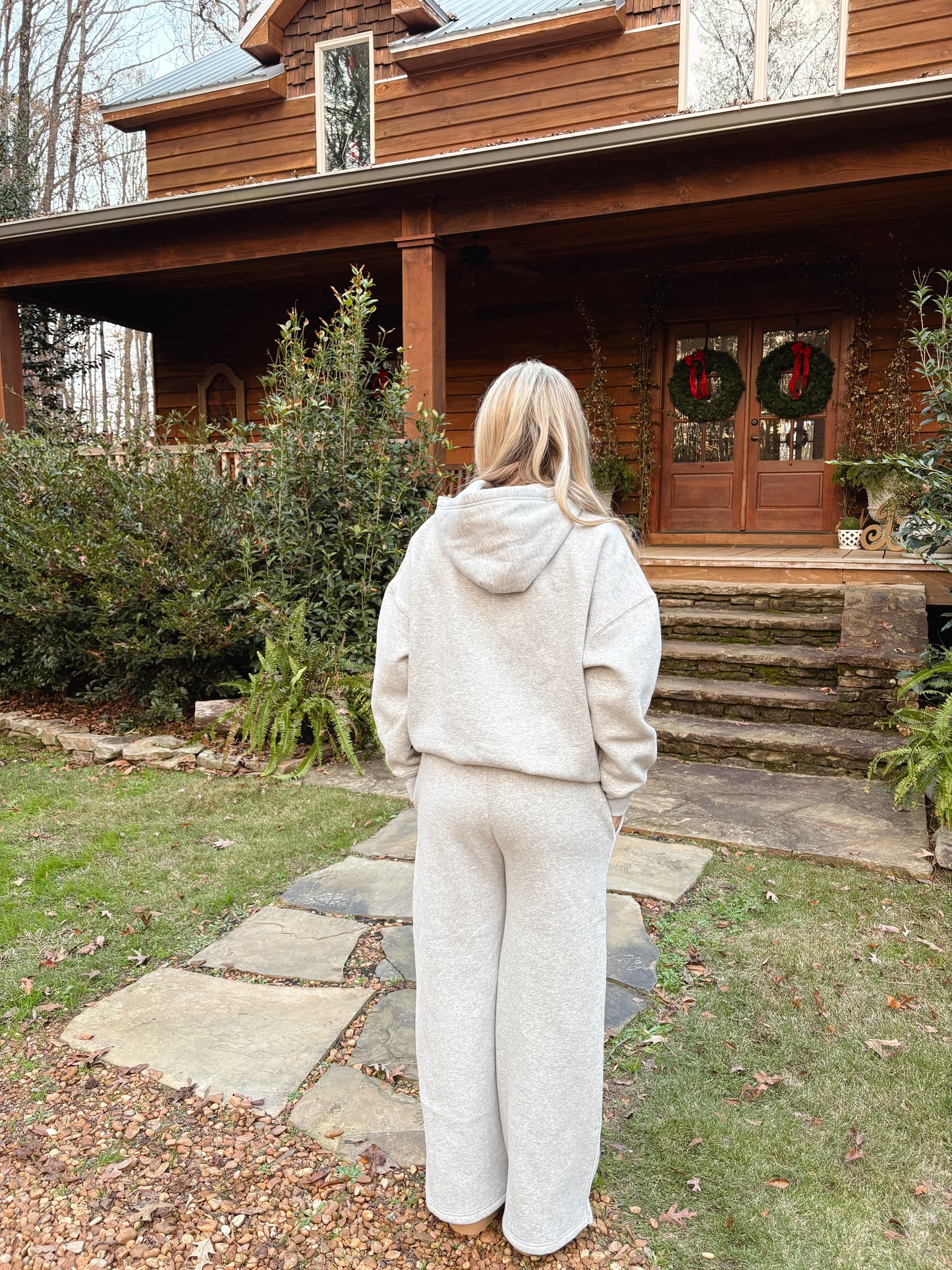 Grey Fleece Wide Leg Set