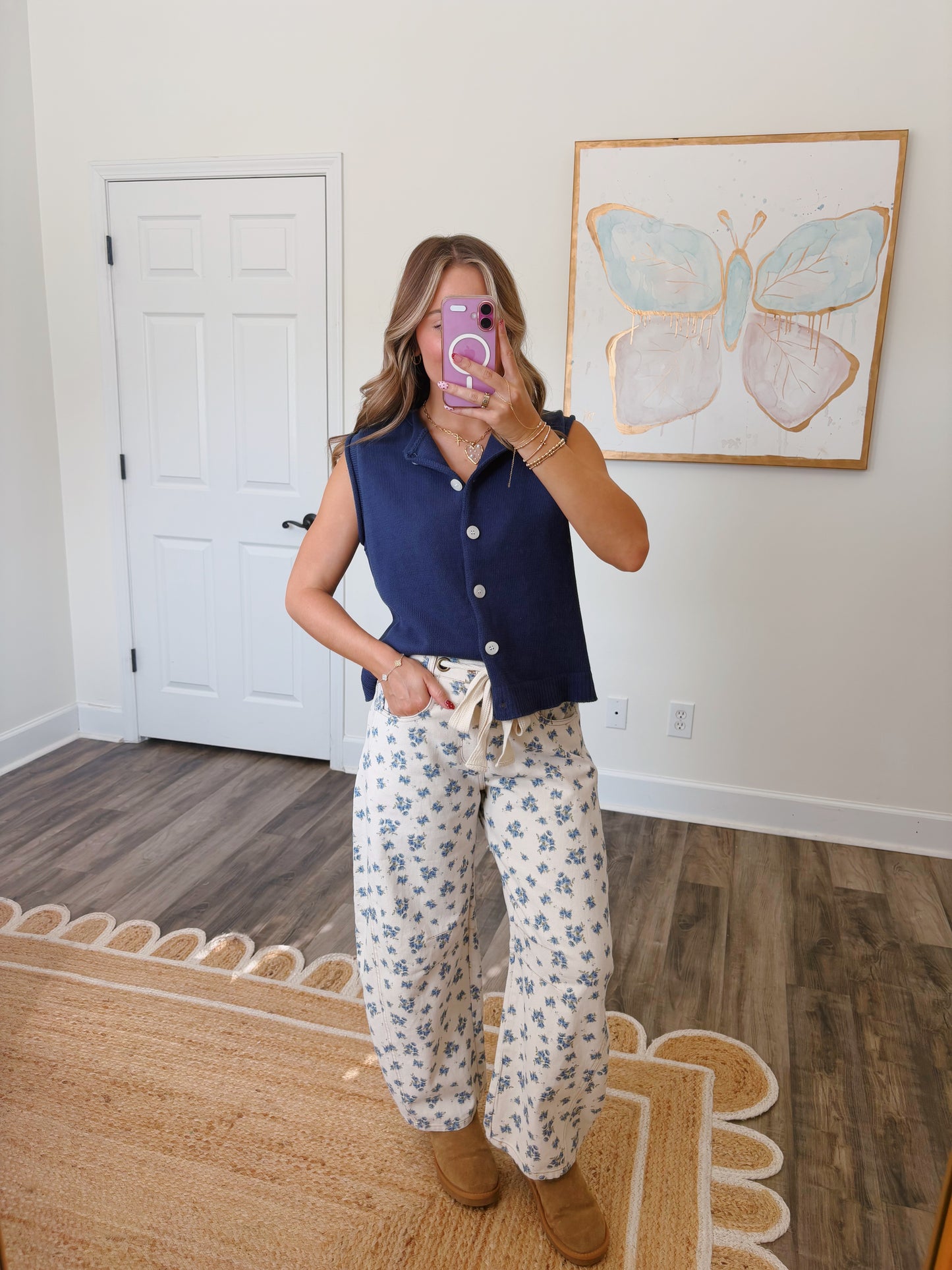 Navy Sleeveless Cardigan