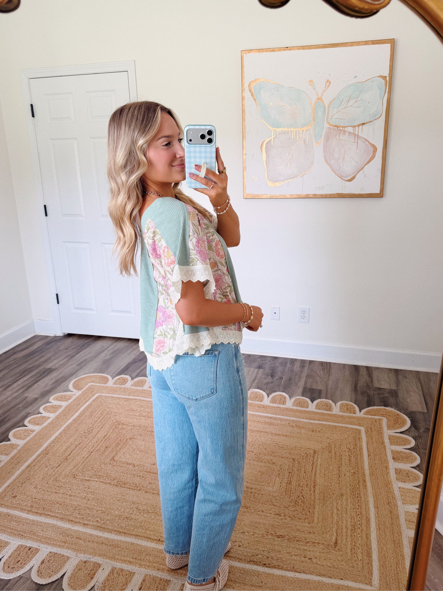Sophie Floral Top in Teal