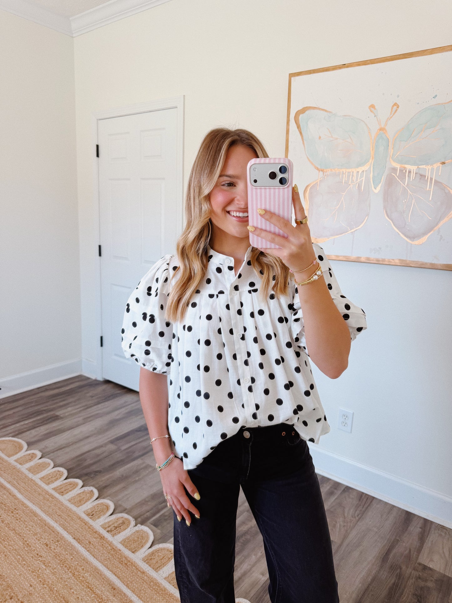 Polka Dot Button Up Blouse